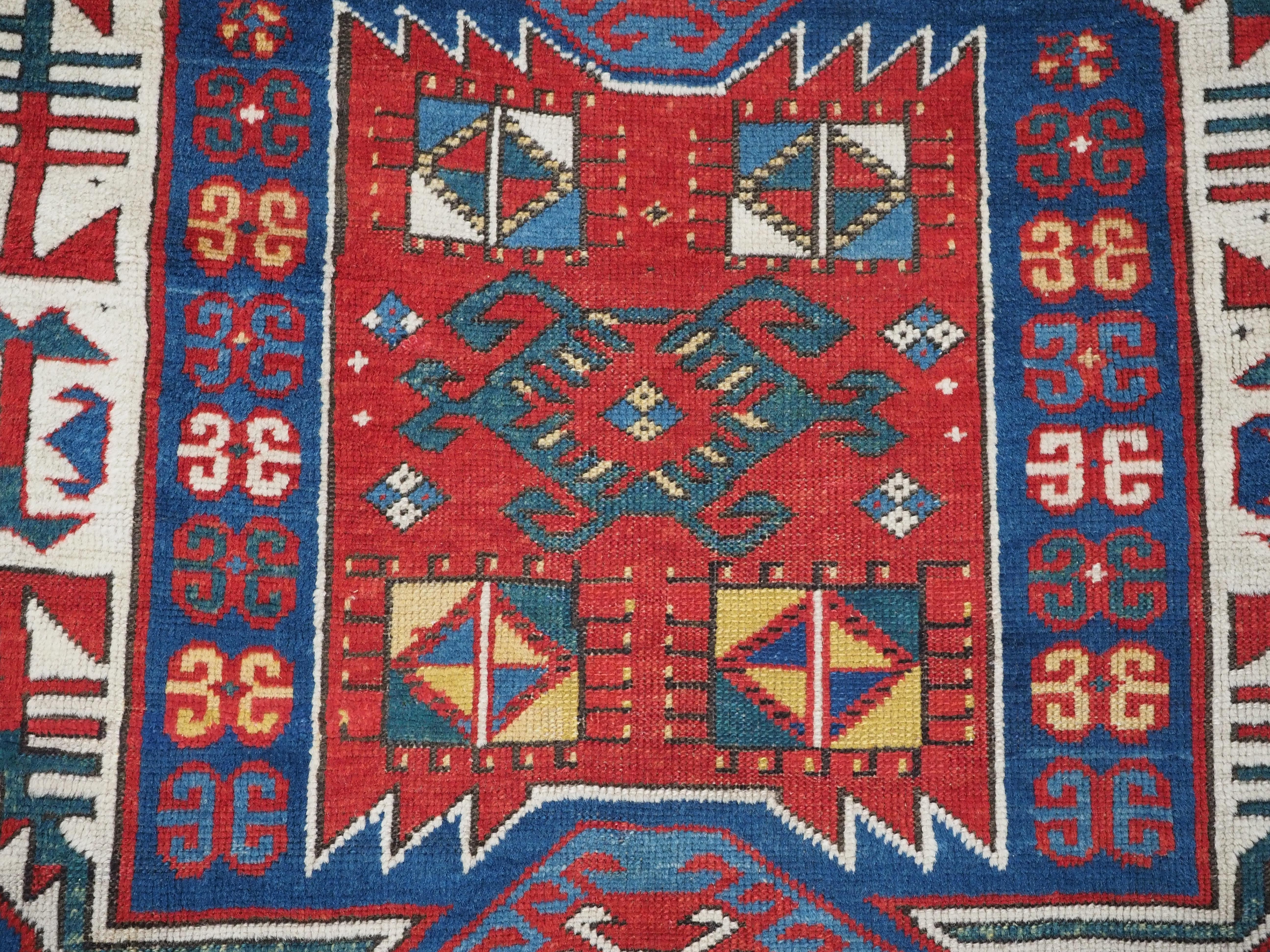 Antique Caucasian Kasim-Usag rug of classic design with superb colour., 1856. For Sale 11