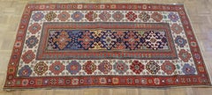 Antique Caucasian Kazak, All-Over Field, Blue Field, Wool, Scatter Size, 1900