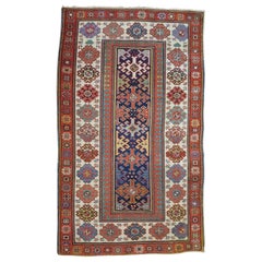 Antique Caucasian Kazak, All-Over Field, Blue Field, Wool, Scatter Size, 1900