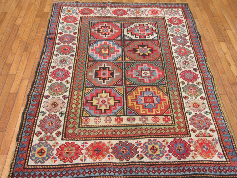 Antique Caucasian Kazak Area Rug For Sale at 1stDibs