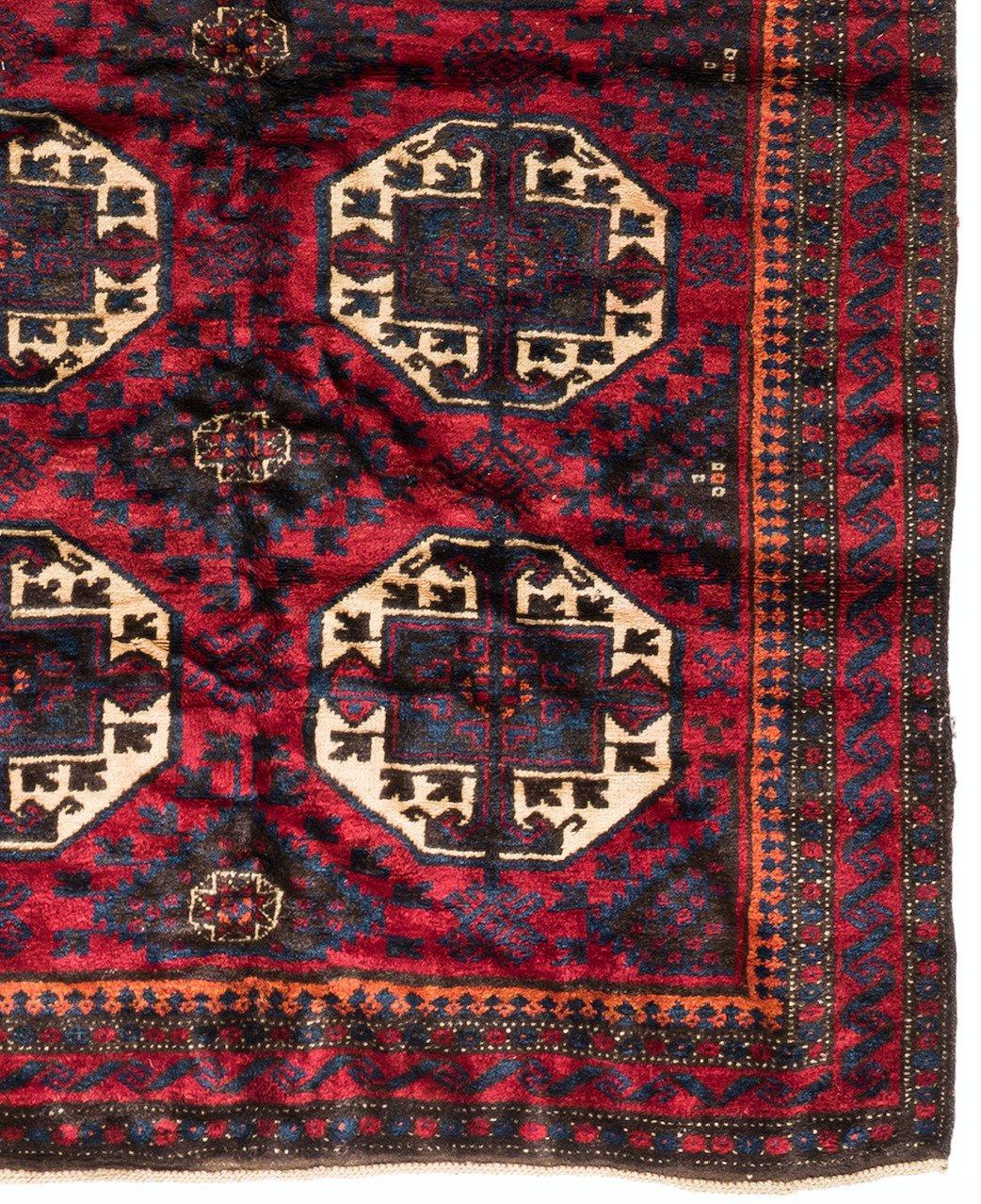 Antique Caucasian Burgundy Geometric Tribal Kazak Rug, c. 1940s In Good Condition For Sale In New York, NY