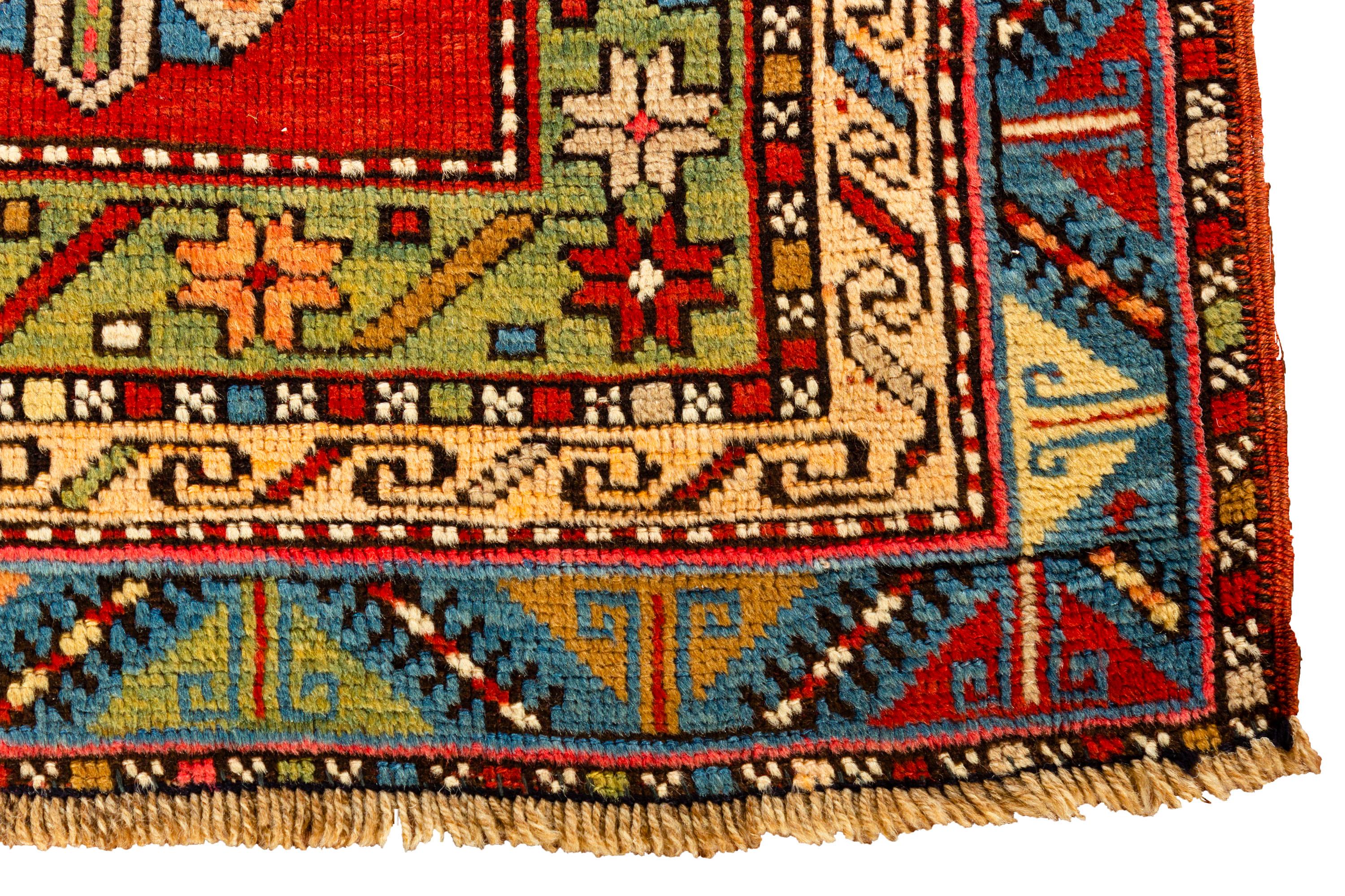 Hand-Woven Antique Caucasian Kazak, circa 1880  4'4 x 7'8 For Sale