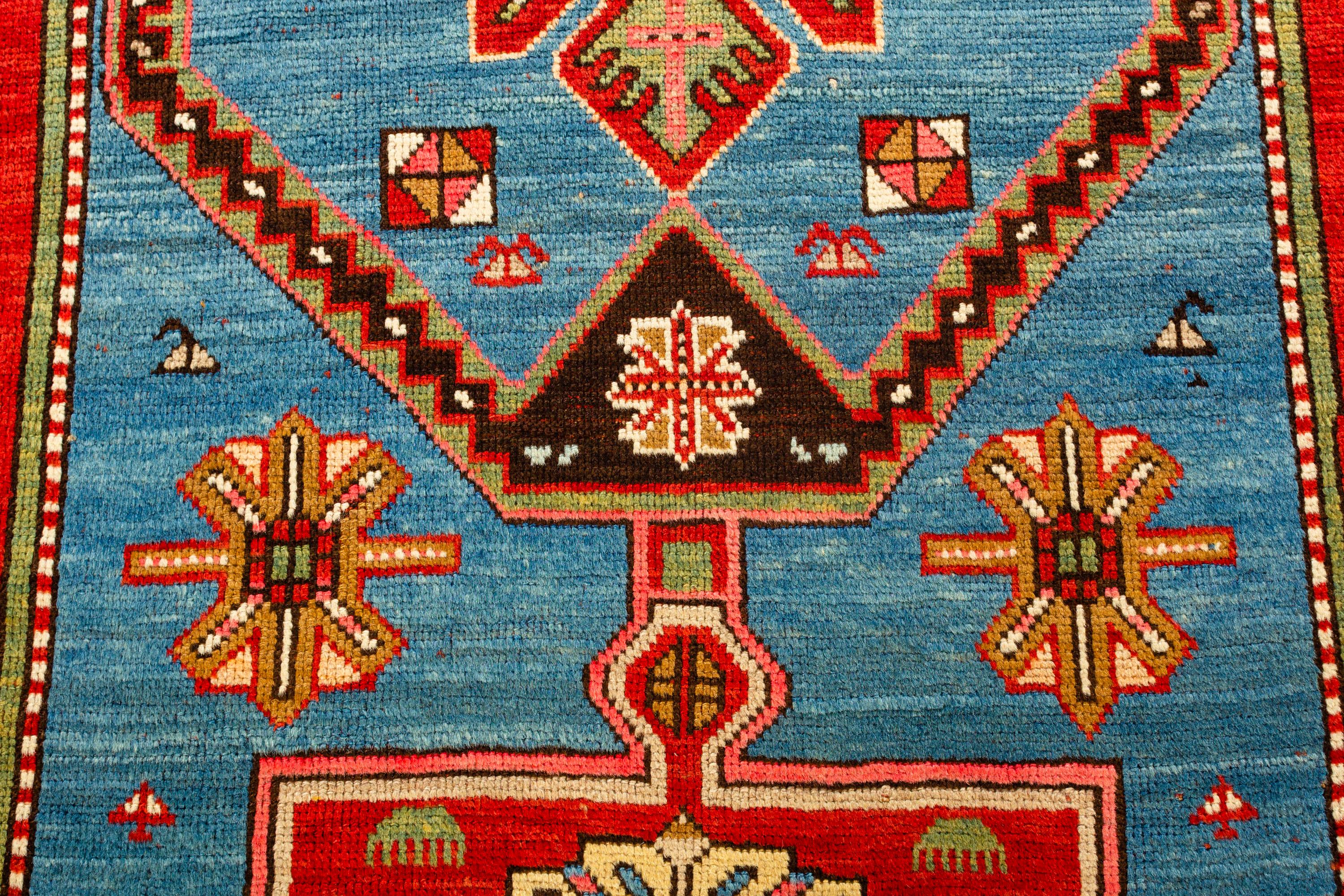 Wool Antique Caucasian Kazak, circa 1880  4'4 x 7'8 For Sale