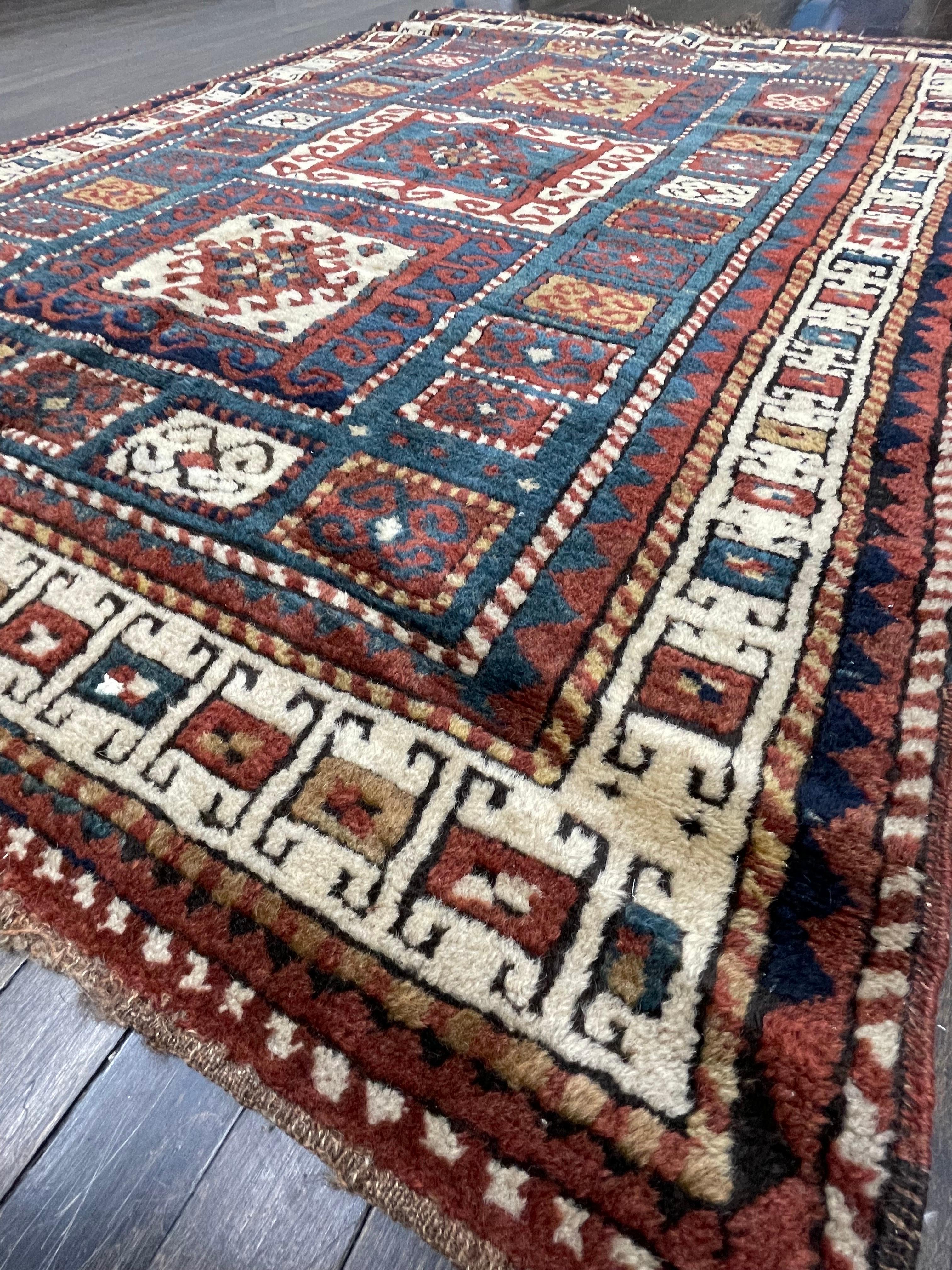 Wool Antique Caucasian Kazak, Circa 1900 For Sale