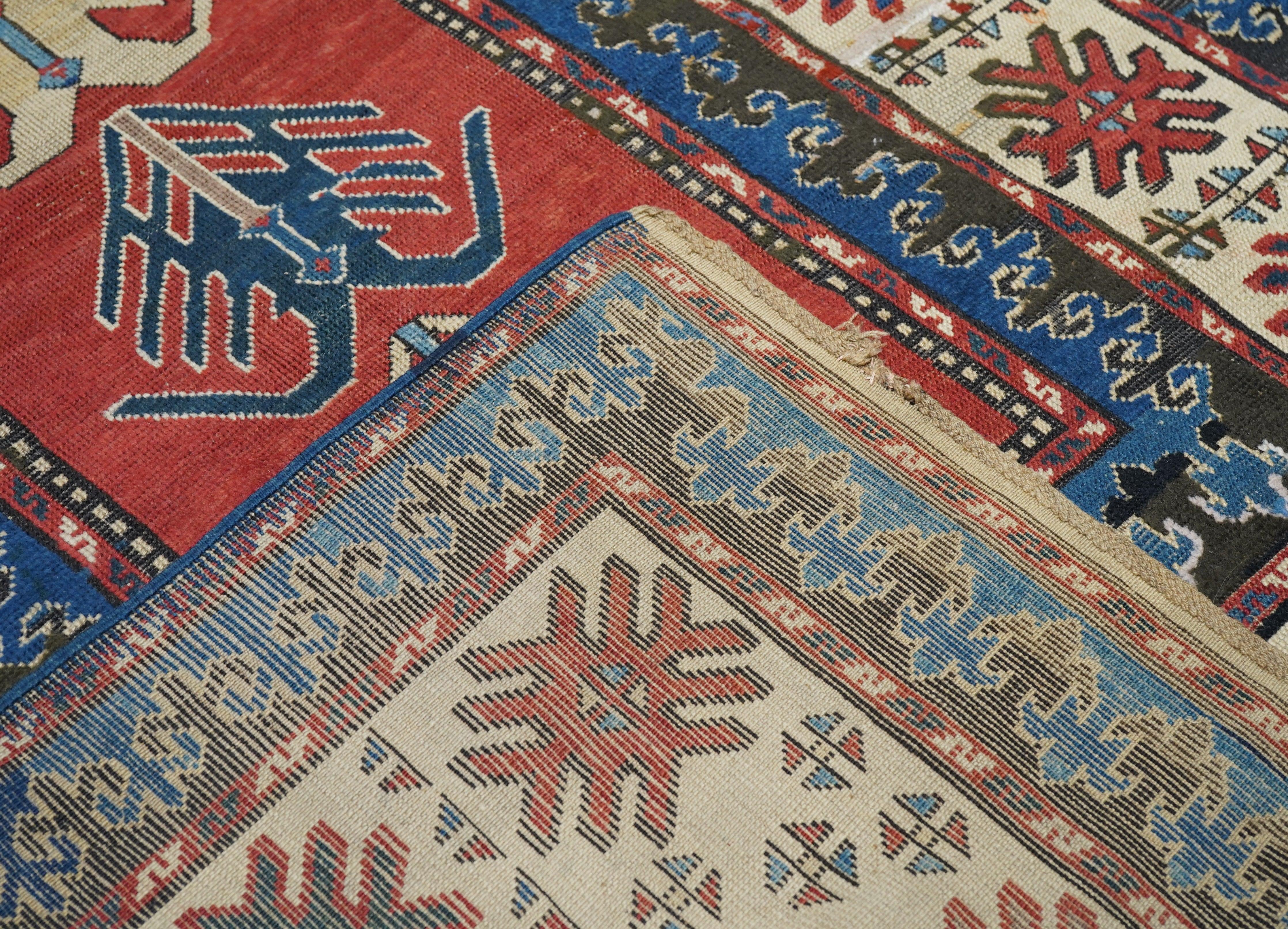Antique Caucasian Kazak Long Rug 5'2