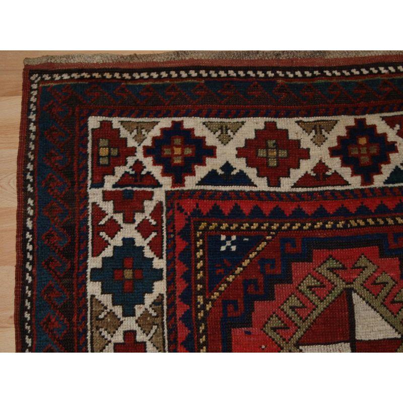 Antique Caucasian Kazak Long Rug In Good Condition For Sale In Moreton-In-Marsh, GB