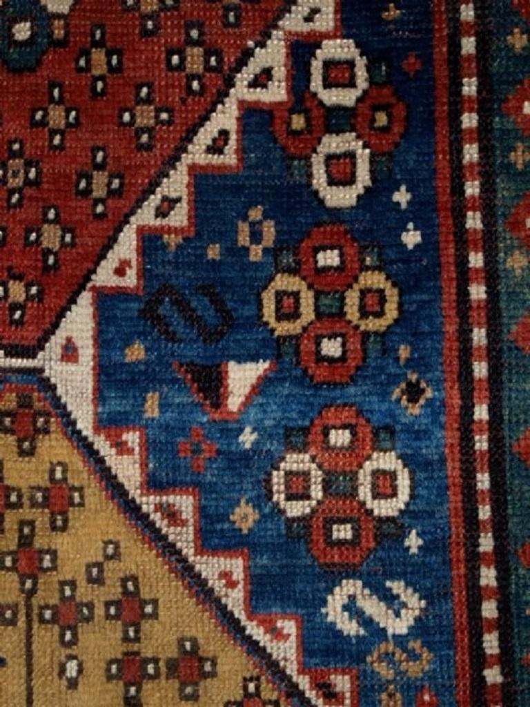 Kazakh Tapis long caucasien ancien, grande couleur, 19ème siècle en vente