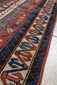 Antique Caucasian Kazak Prayer Rug in Red, Indigo and Ivory, circa 1910