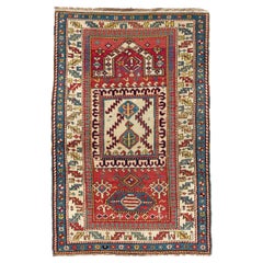 Antique Caucasian Kazak Prayer Rug, One of a Kind, circa 1875