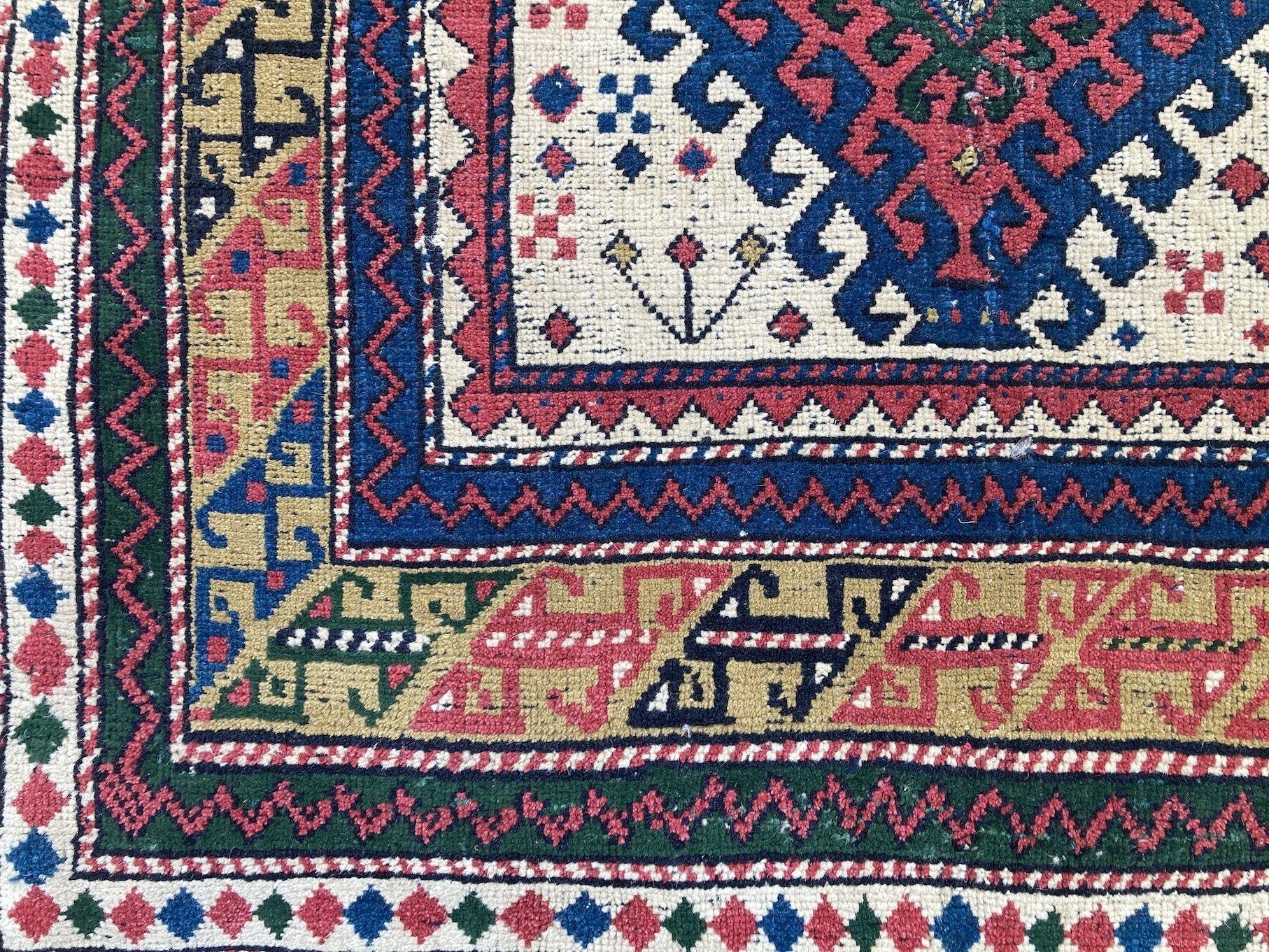 Early 20th Century Antique Caucasian Kazak Rug 1.82m x 0.97m For Sale