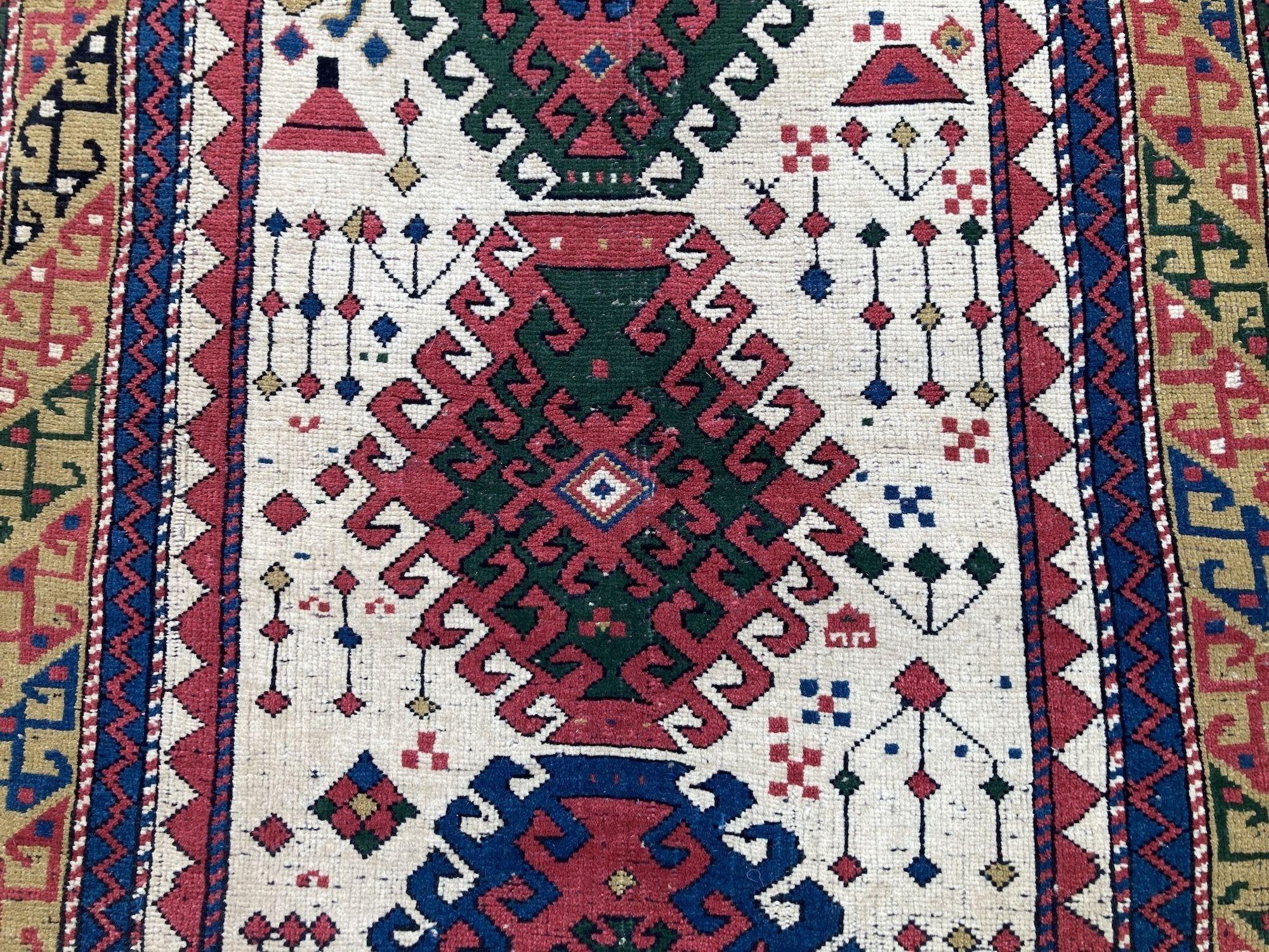 Wool Antique Caucasian Kazak Rug 1.82m x 0.97m For Sale