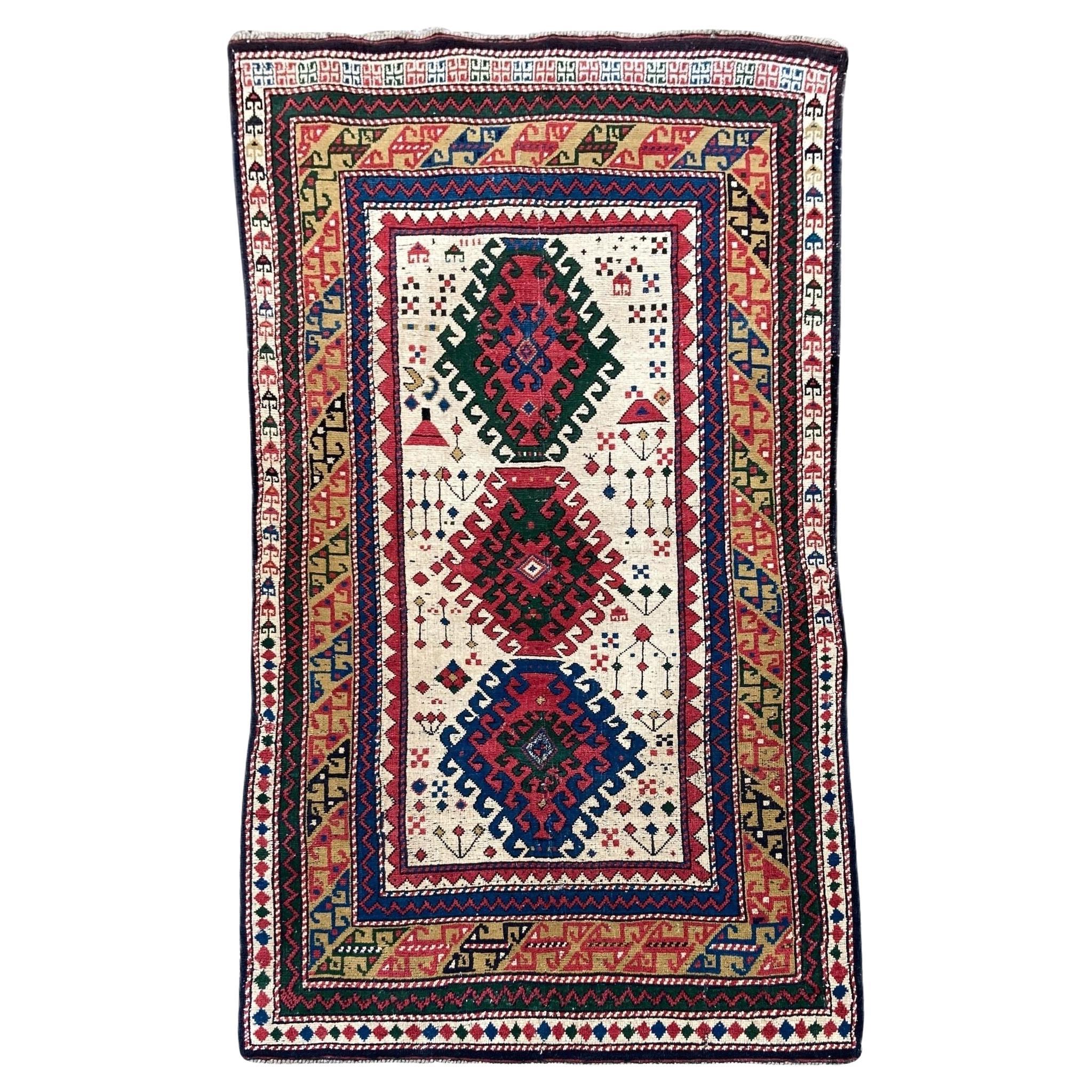 Antiker kaukasischer Kasachischer Teppich 1,82 m x 0,97 m im Angebot