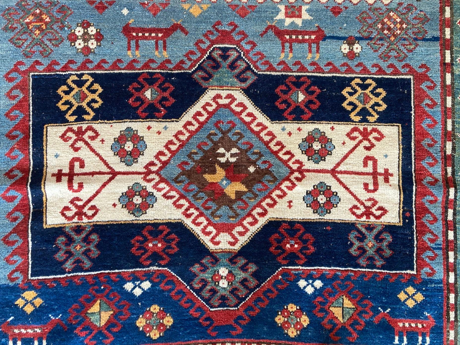 Antique Caucasian Kazak Rug For Sale 7