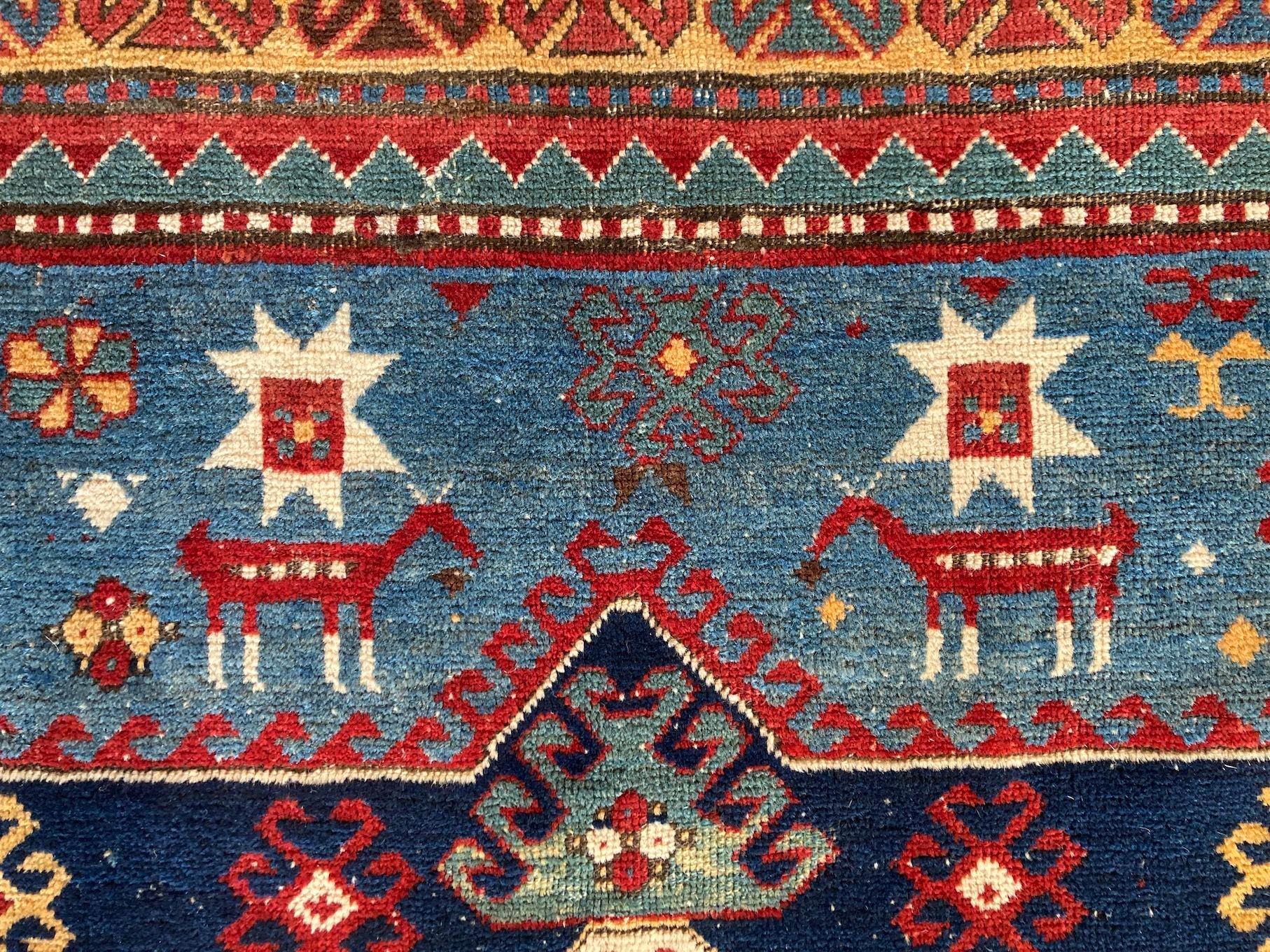 Ancien tapis caucasien Kazak 2.43m x 1.62m en vente 9
