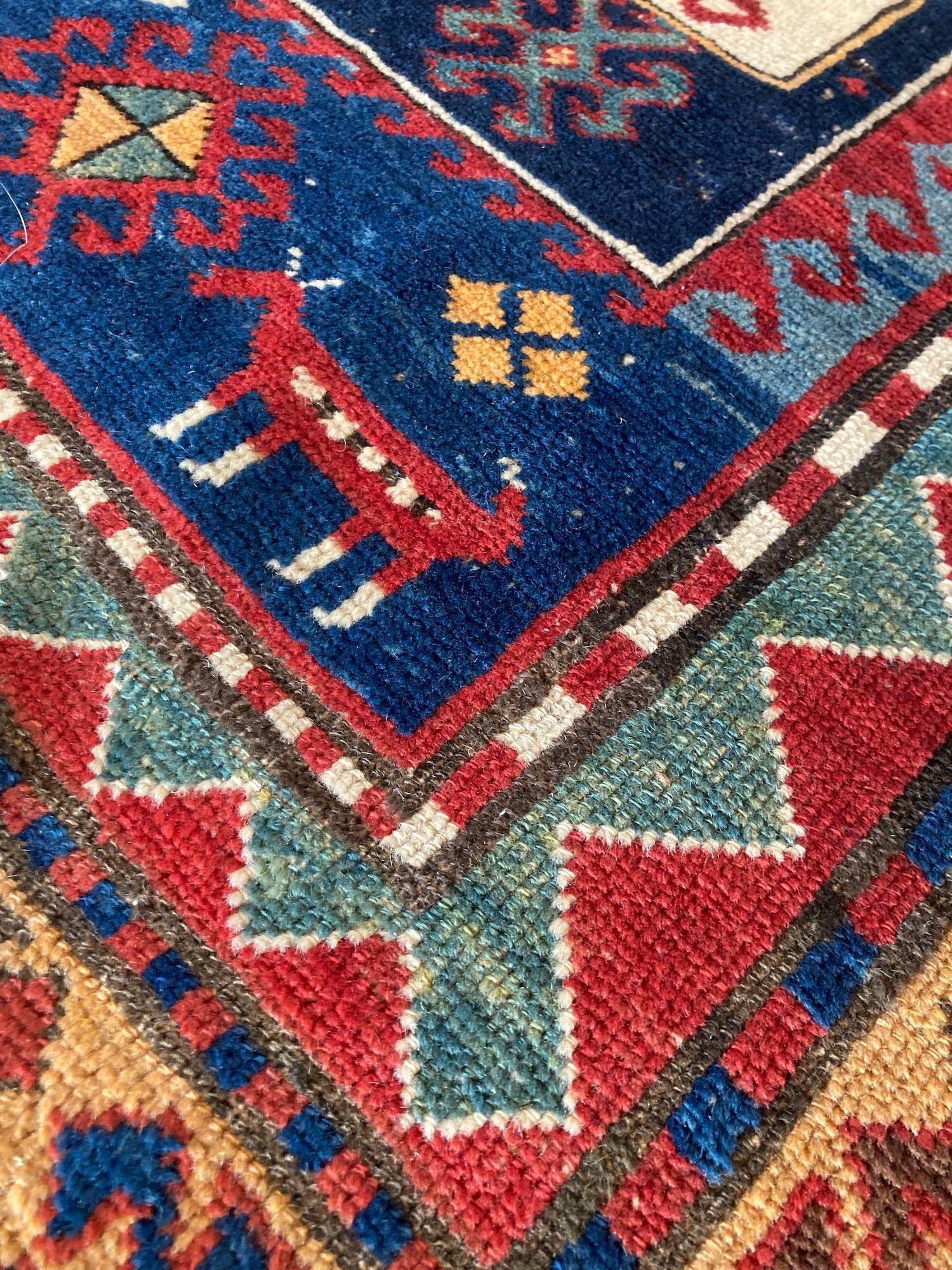 Antique Caucasian Kazak Rug For Sale 4