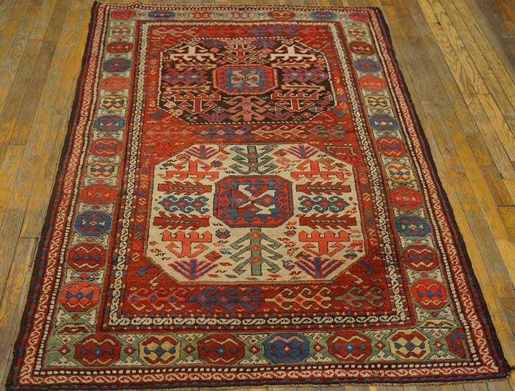 Antique Caucasian-Kazak rug, Size: 3' 10'' x 5' 9''.