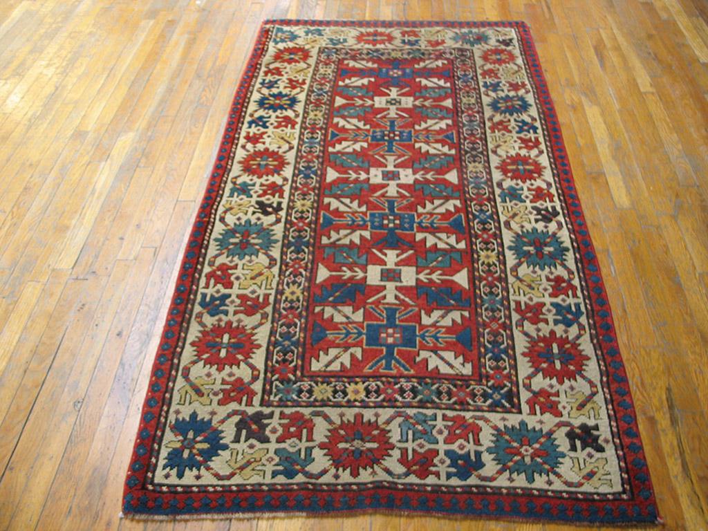Antiker kaukasischer - Kazak Teppich, Größe: 3' 9''x 7' 3'' 