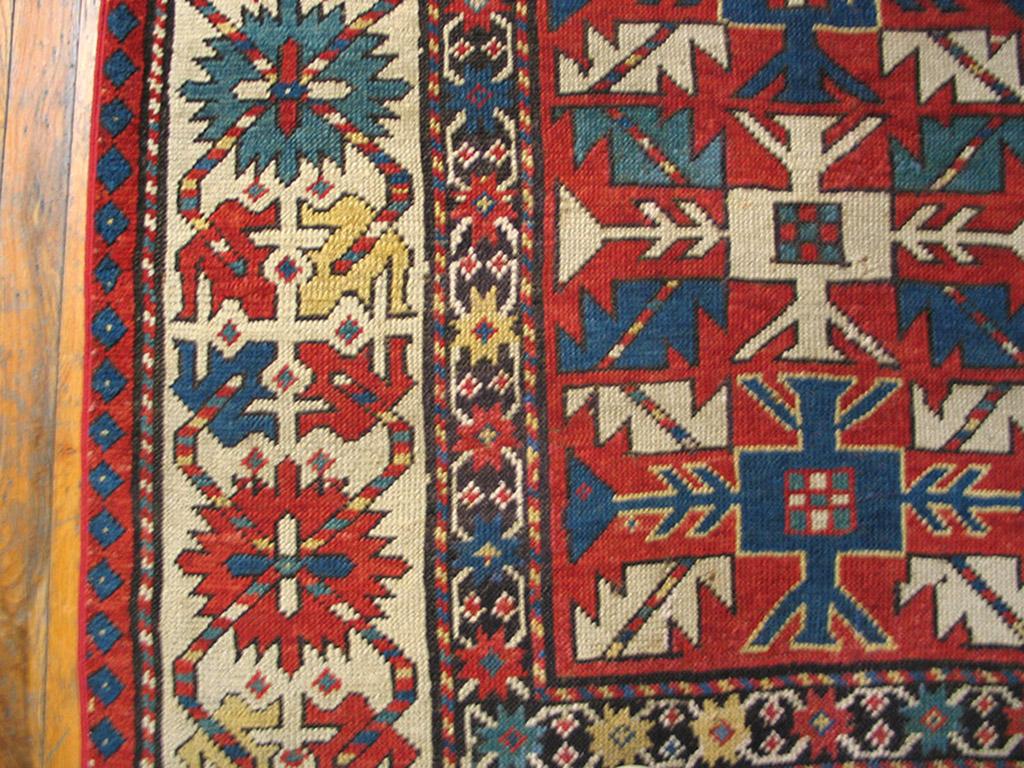 Hand-Knotted Antique Caucasian - Kazak Rug 3' 9'' x 7' 3''  For Sale