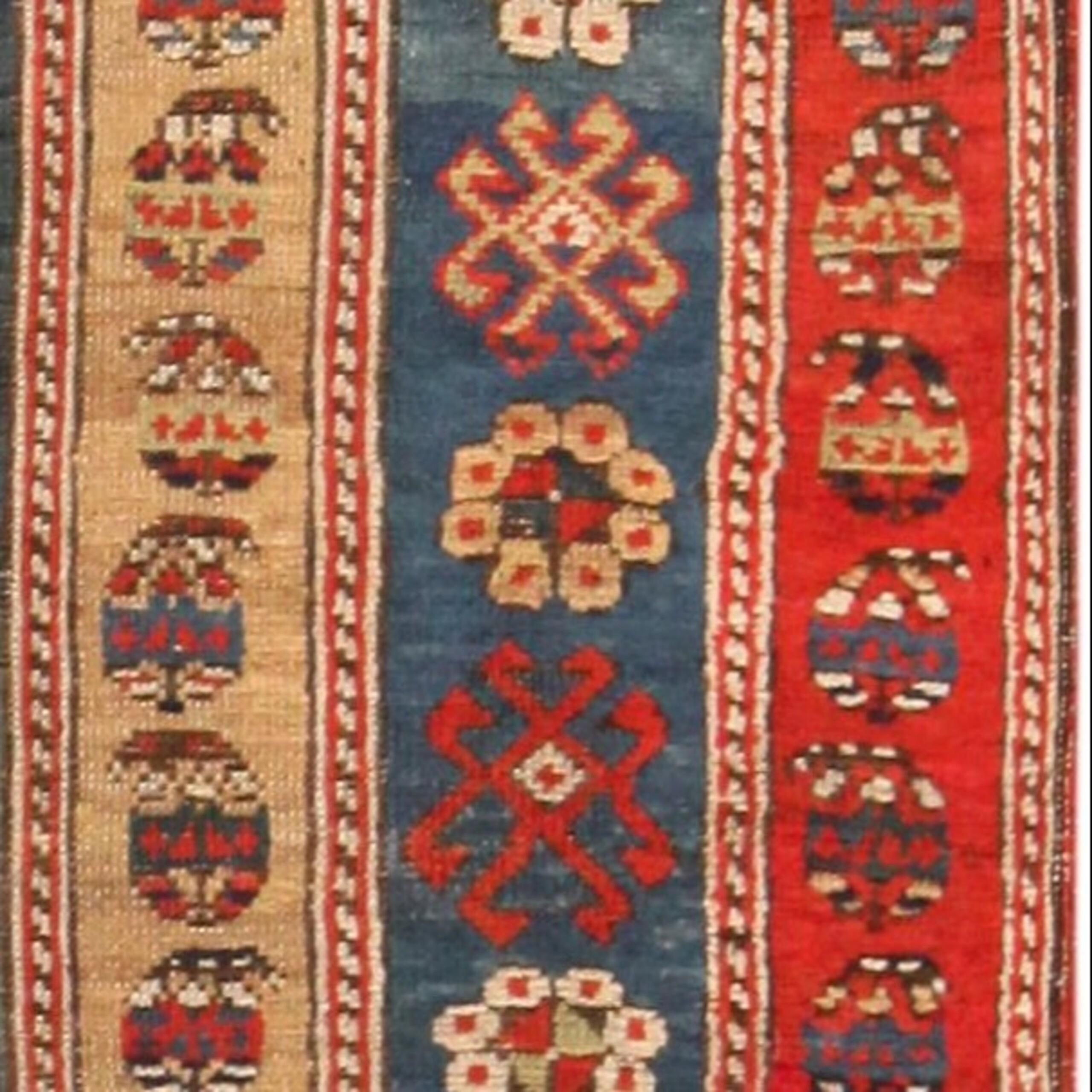 Nazmiyal Collection Antique Caucasian Kazak Rug, Country of Origin / Rug Type: Caucasian Rug, Circa date: 1900. Size: 3 ft 9 in x 9 ft 5 in (1.14 m x 2.87 m)