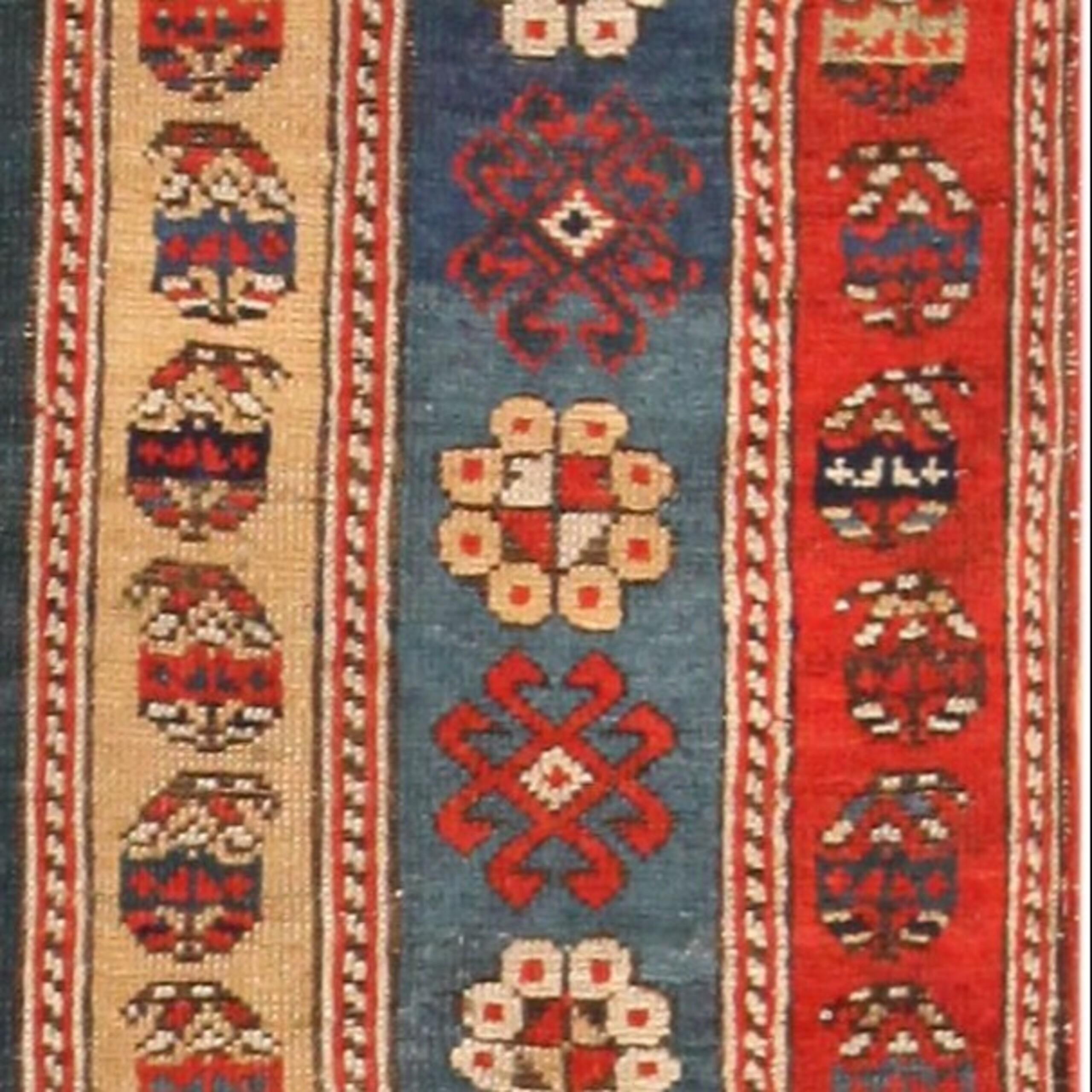 Nazmiyal Collection Antique Caucasian Kazak Rug. 3 ft 9 in x 9 ft 5 in  In Good Condition In New York, NY
