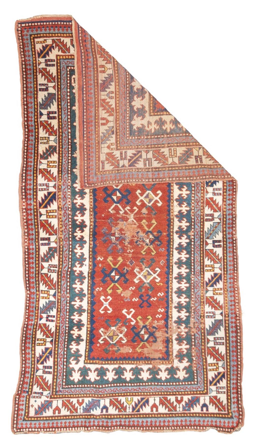 Antique Caucasian Kazak Rug 3’10