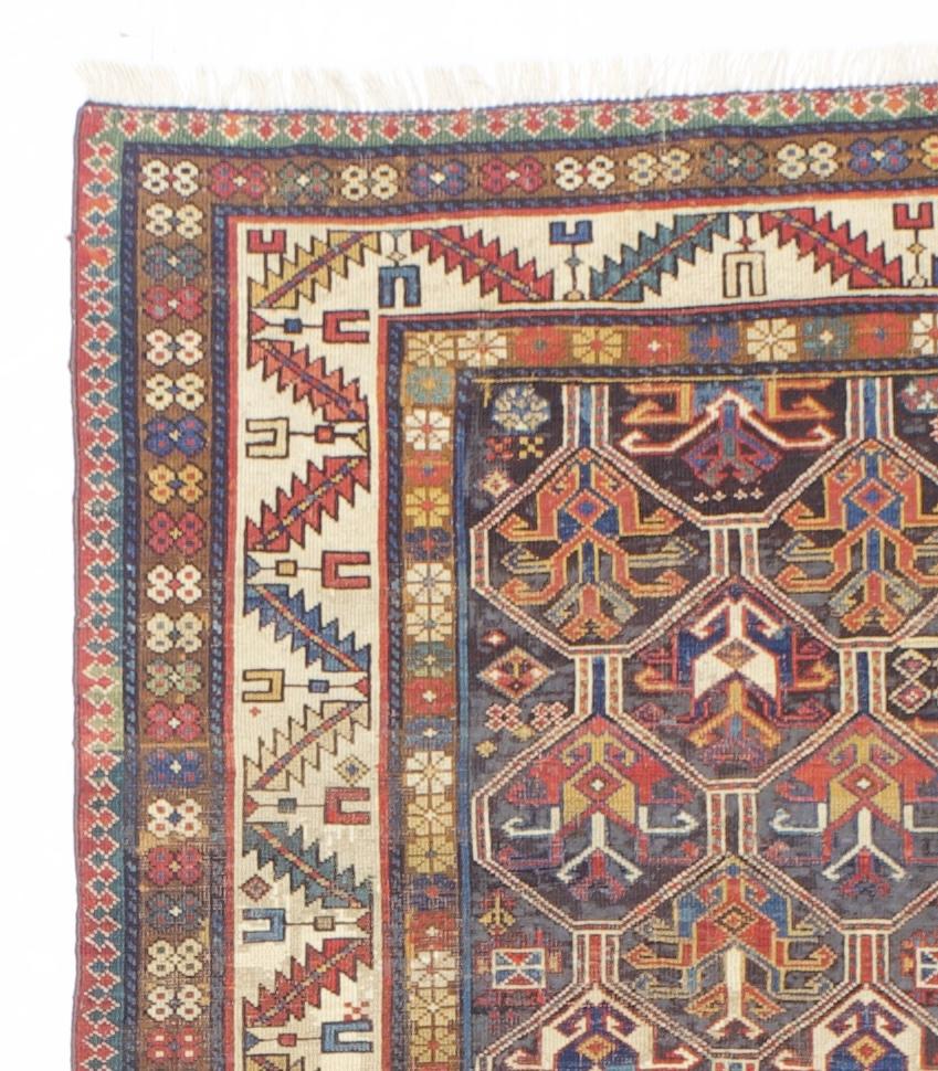 Hand-Knotted Antique Caucasian Kazak Rug 3’5