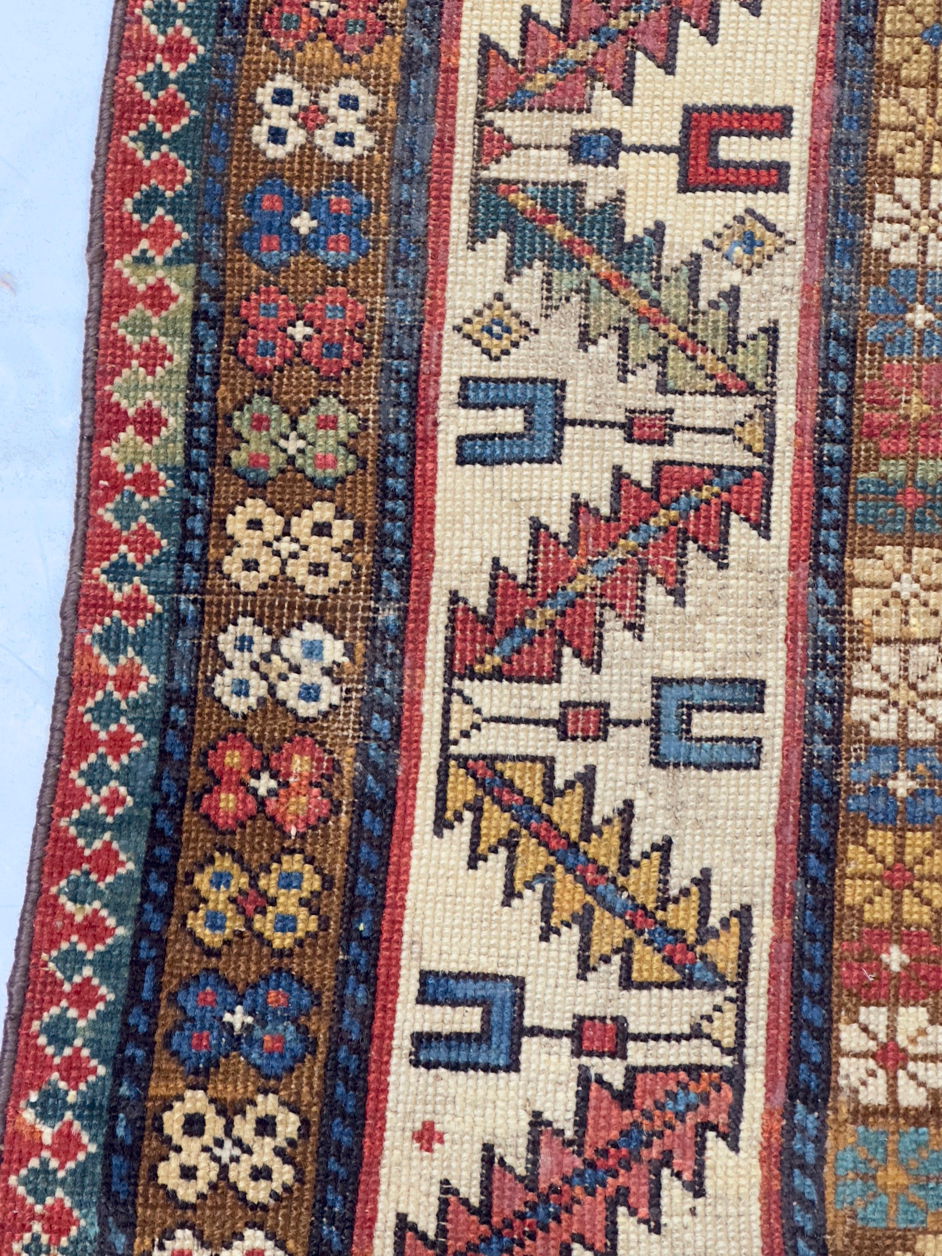 Wool Antique Caucasian Kazak Rug 3’5