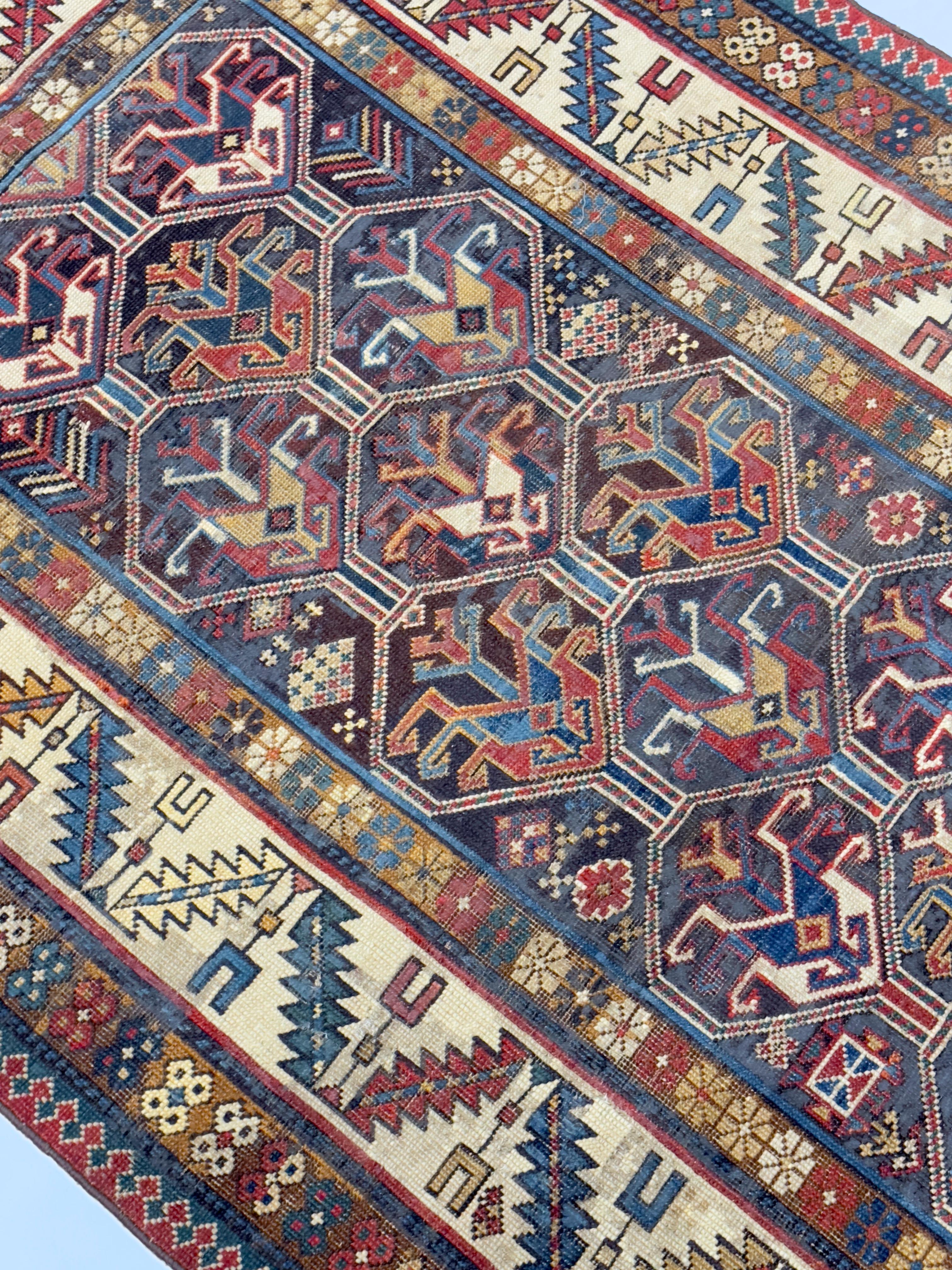 Antique Caucasian Kazak Rug 3’5