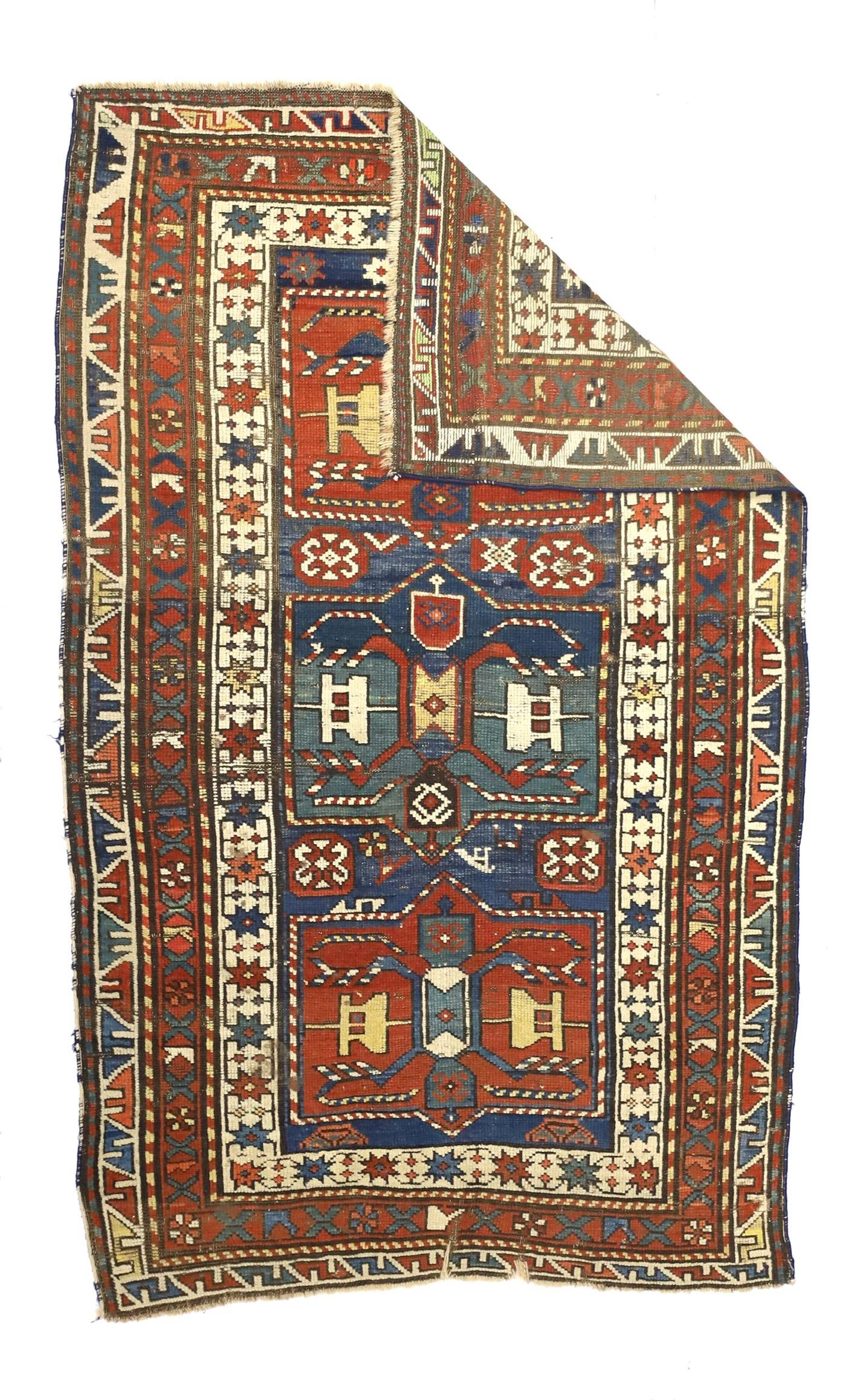 Antique Caucasian Kazak Rug 3'6