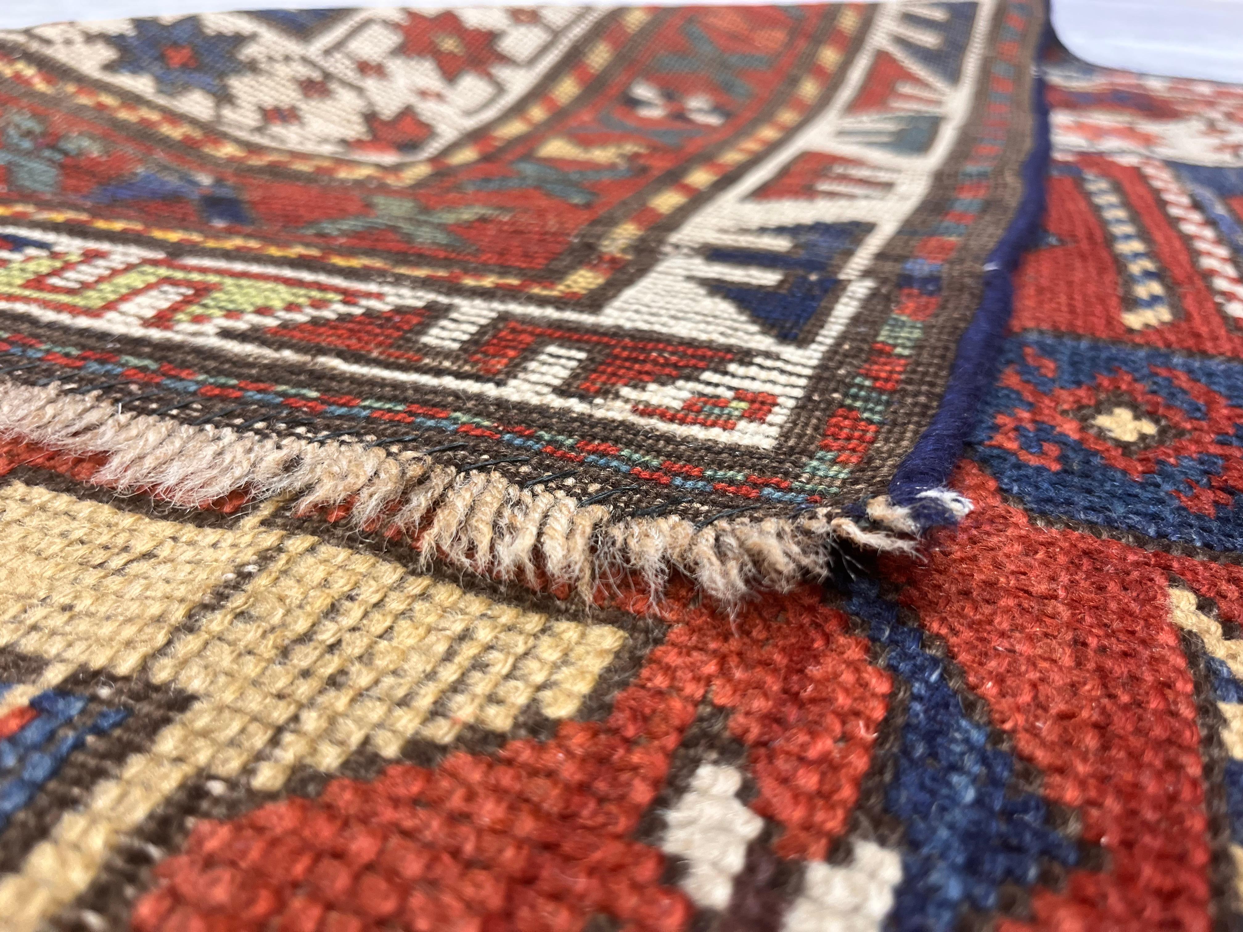 Antique Caucasian Kazak Rug 3'6