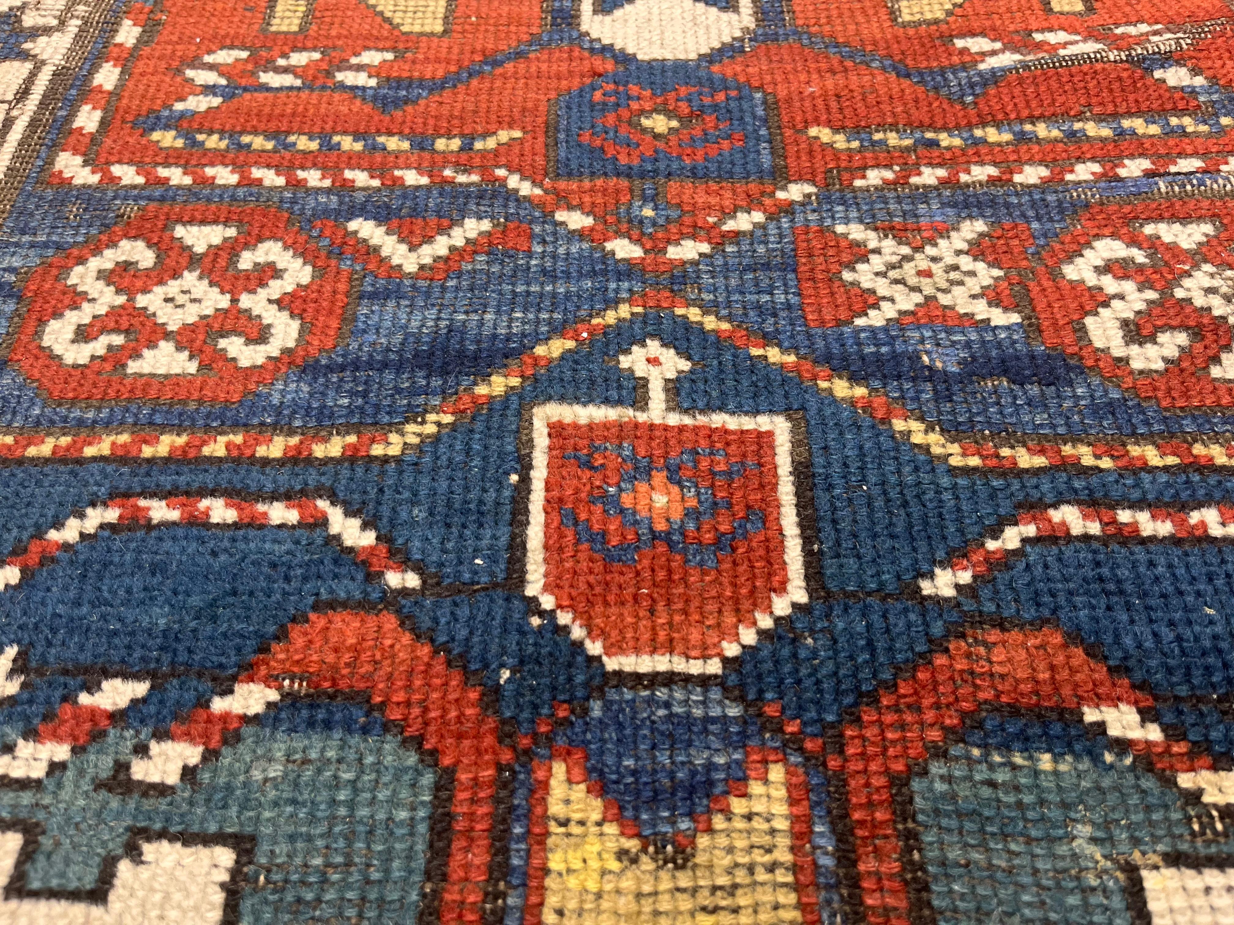 Wool Antique Caucasian Kazak Rug 3'6