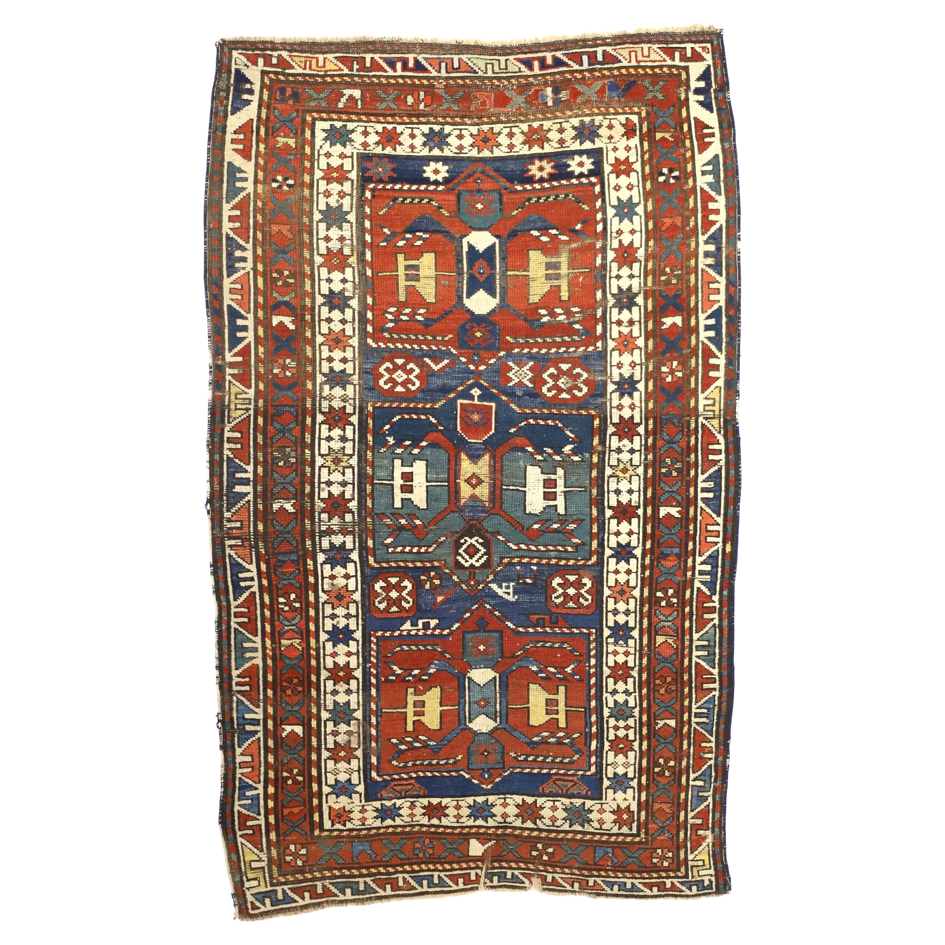 Antique Caucasian Kazak Rug 3'6" x 5’8"