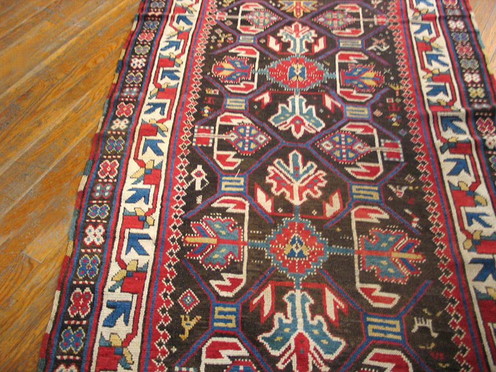 Wool 19th Century Caucasian Kazak Carpet ( 3'6