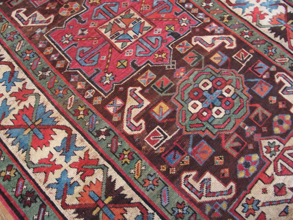 Noué à la main Tapis Kazak caucasien du 19e siècle ( 3'6