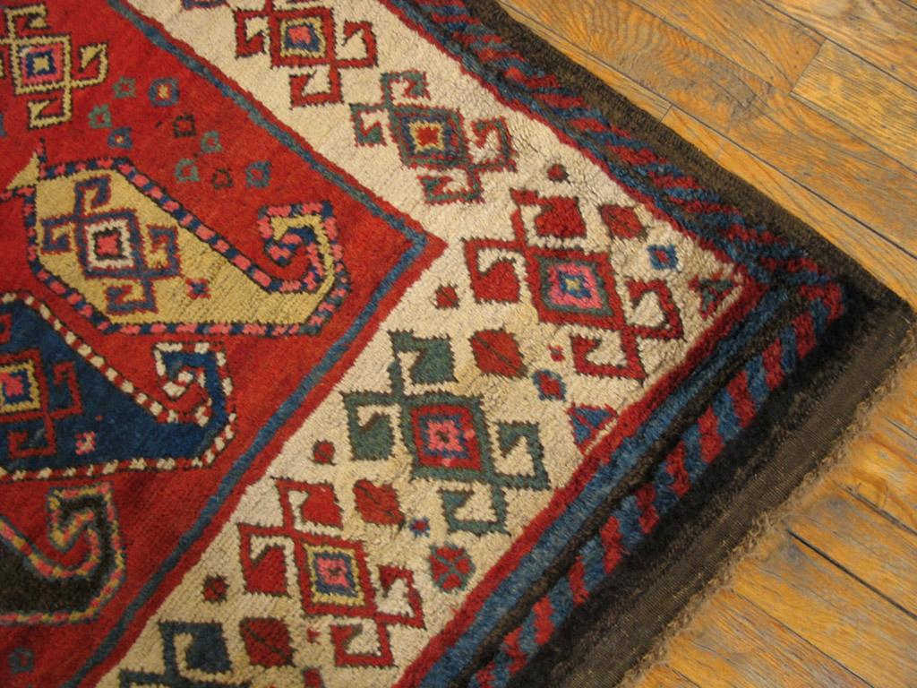 Hand-Knotted 19th Century Caucasian Kazak Rug ( 3'6