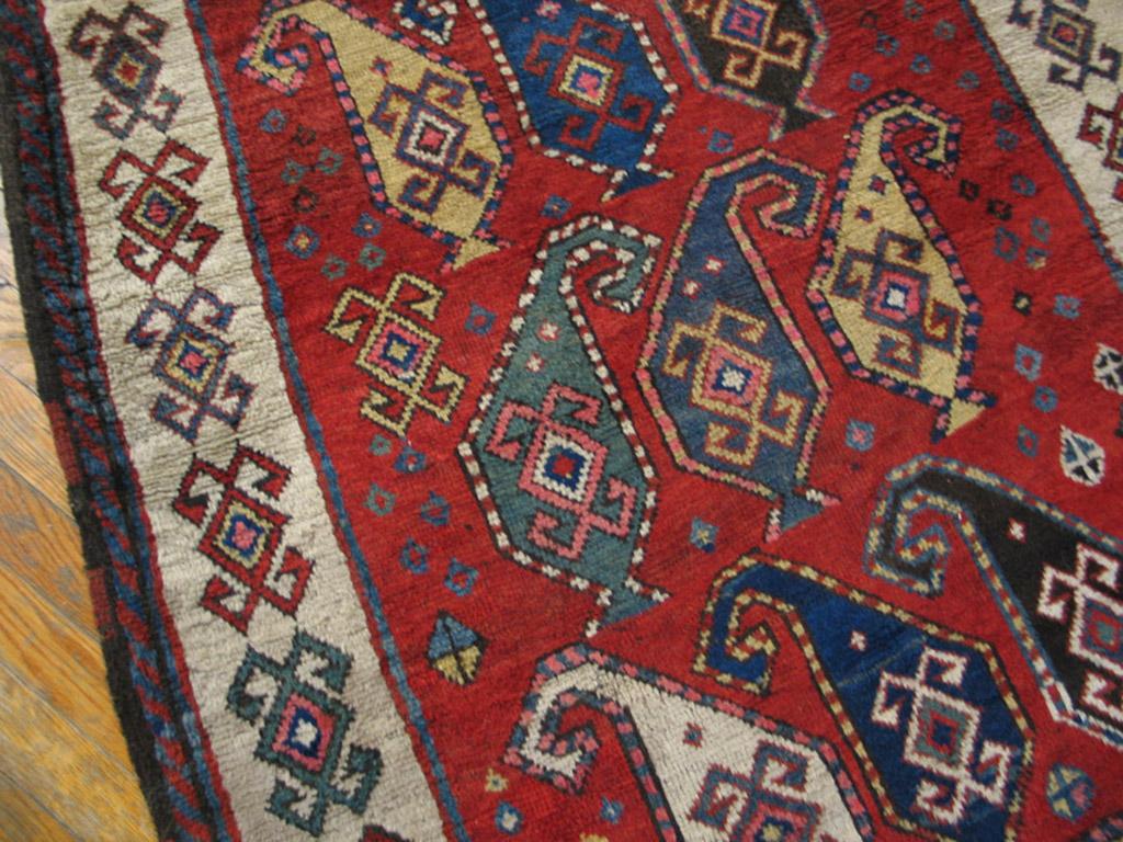 Wool 19th Century Caucasian Kazak Rug ( 3'6