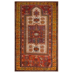 Antique Late 19th Century Caucasian Kazak Fachralo Prayer Rug ( 3'9" x 6' - 115 x 183 )