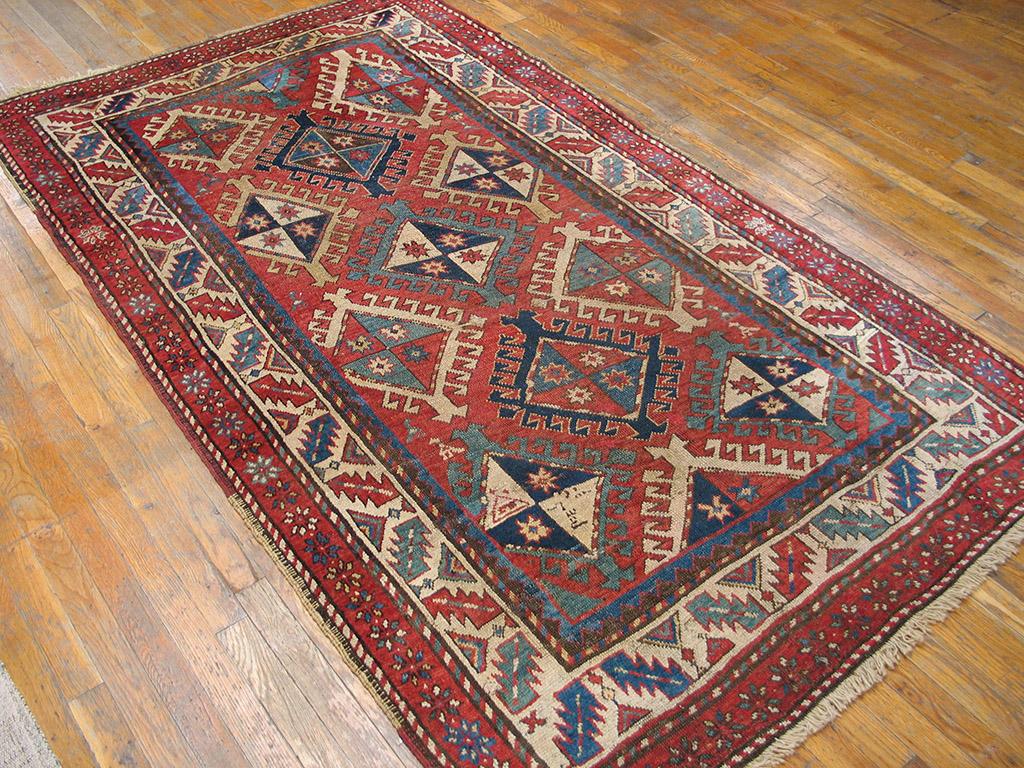 Antique Caucasian, Kazak Rug  4' 4'' x 8' 0'' In Good Condition For Sale In New York, NY