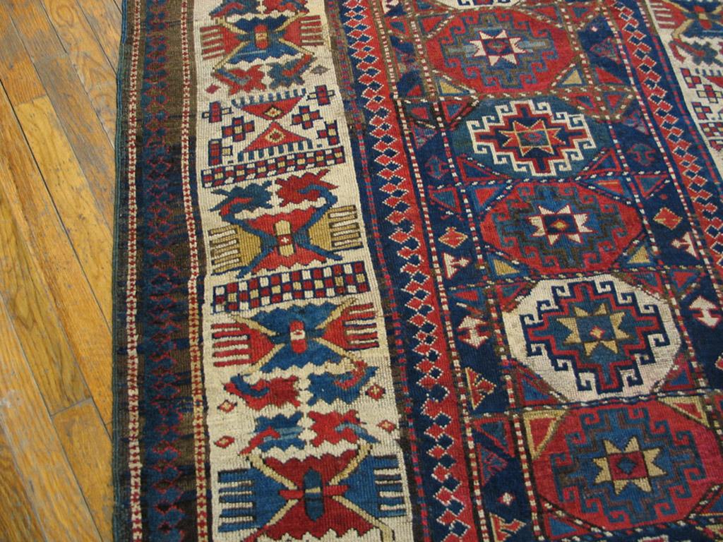 Antique Caucasian Kazak Rug 4' 6'' x 9' 3'' In Good Condition For Sale In New York, NY