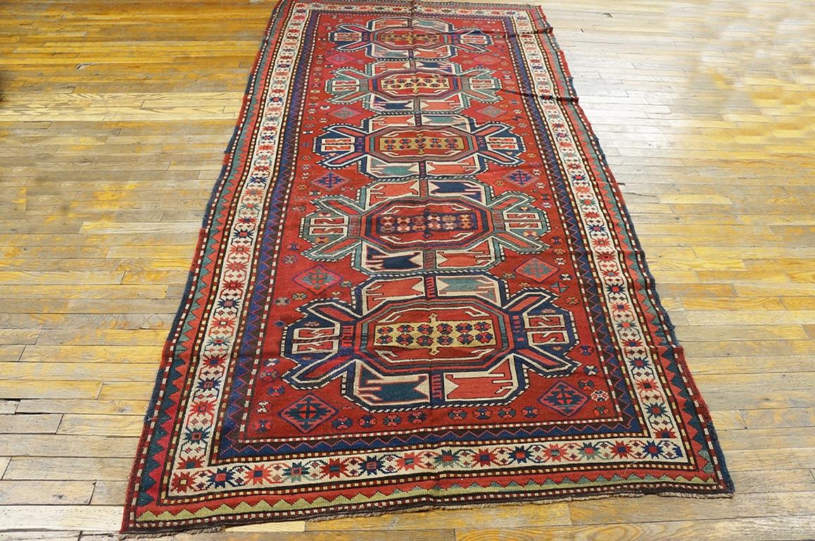 Hand-Knotted Early 20th Century Caucasian - Kazak Carpet ( 4' 8'' x 9' 6'' - 142 x 289 cm ) For Sale
