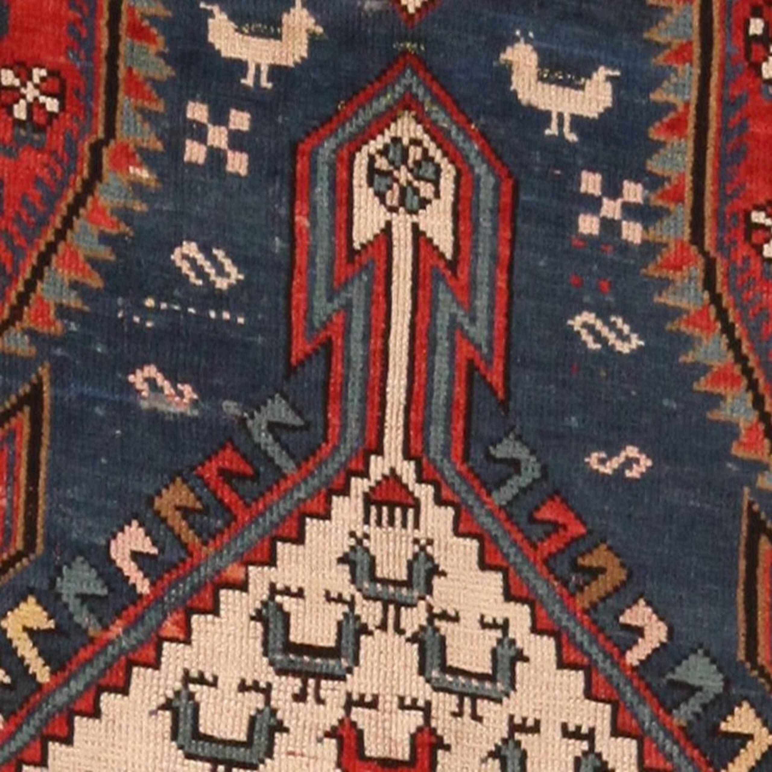 Antique Caucasian Kazak Rug, Country of Origin / Rug Type: Caucasian Rug, Circa date: 1904. Size: 4 ft 9 in x 10 ft 4 in (1.45 m x 3.15 m)
