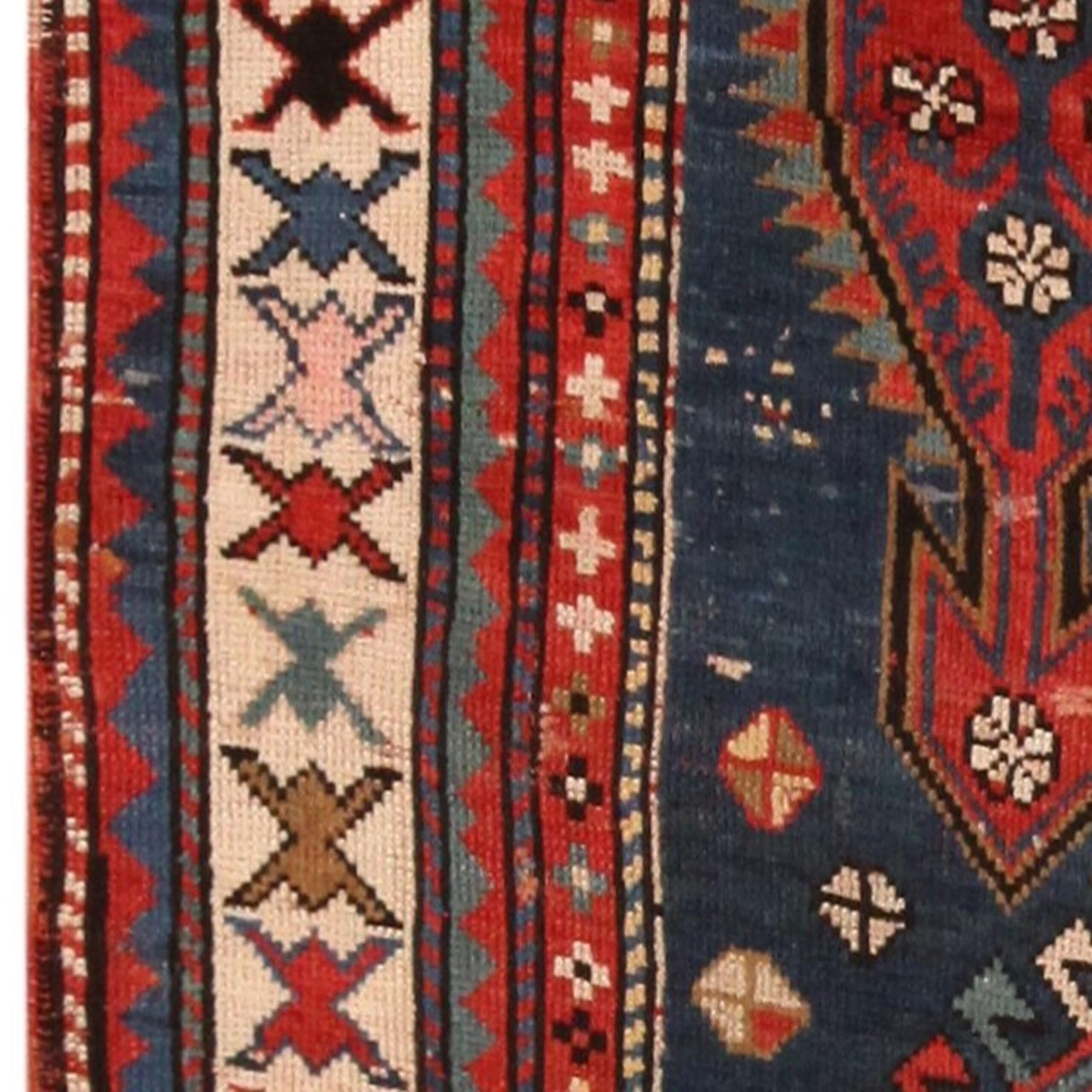 Tribal Antique Caucasian Kazak Rug. 4 ft 9 in x 10 ft 4 in  For Sale