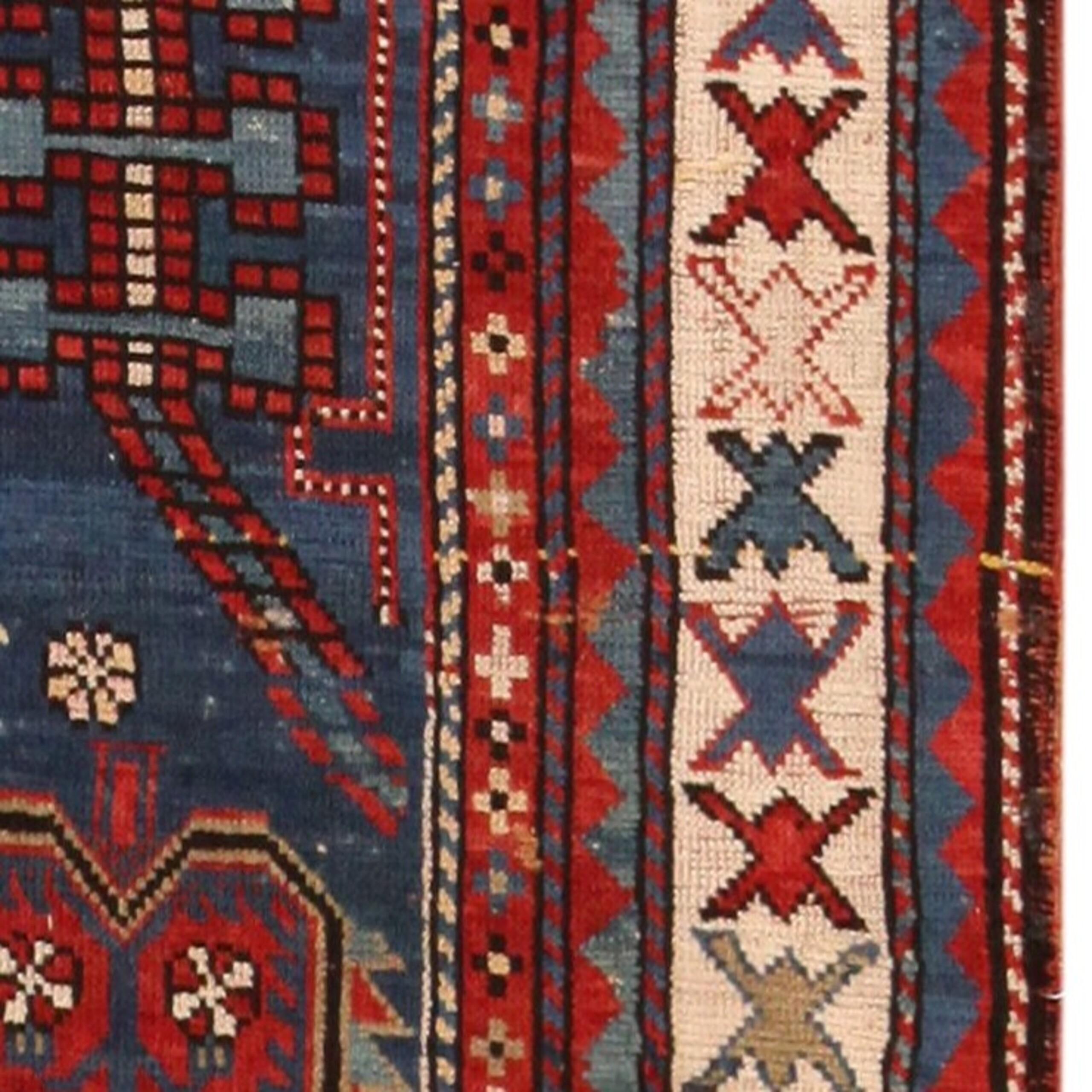Hand-Knotted Antique Caucasian Kazak Rug. 4 ft 9 in x 10 ft 4 in  For Sale