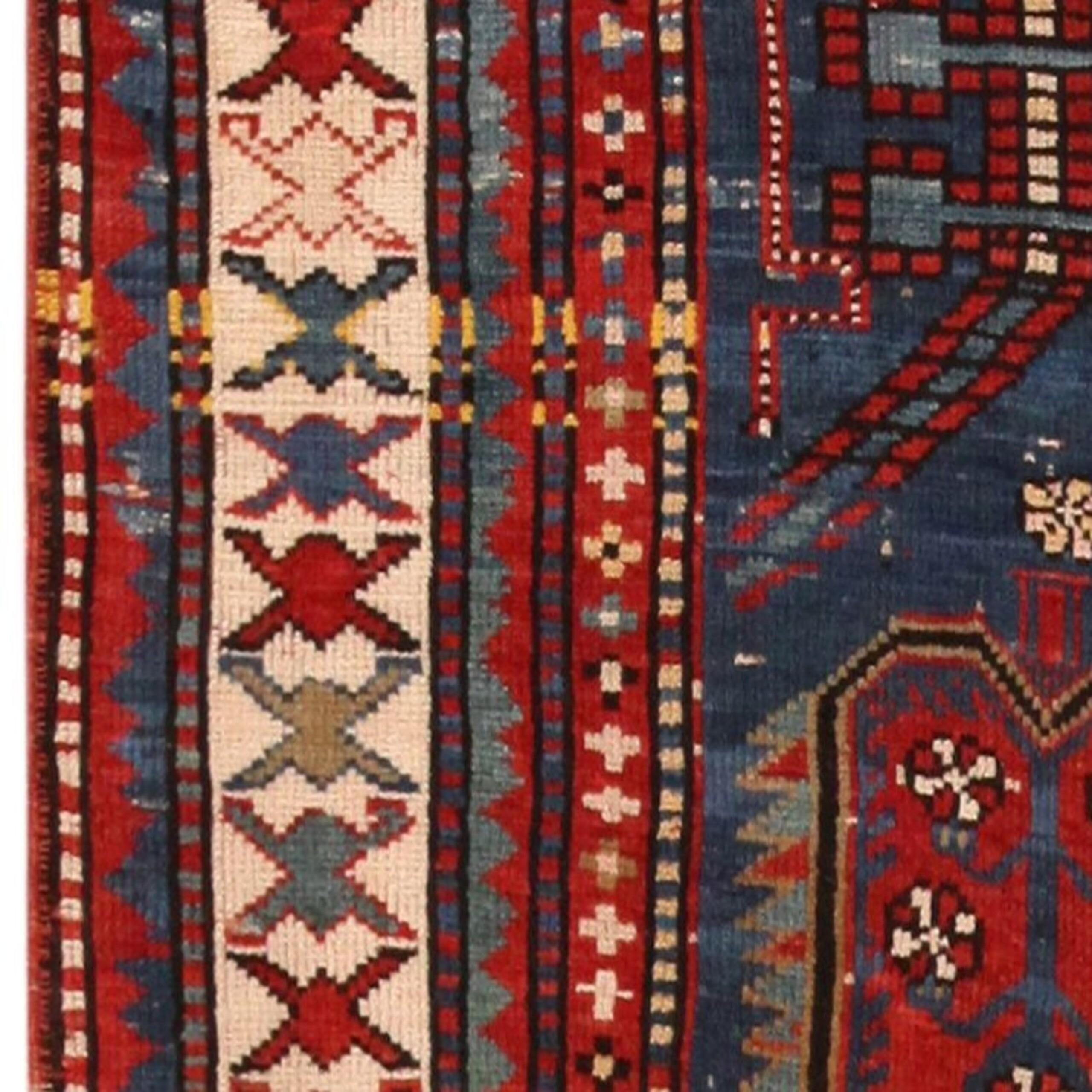 20th Century Antique Caucasian Kazak Rug. 4 ft 9 in x 10 ft 4 in  For Sale