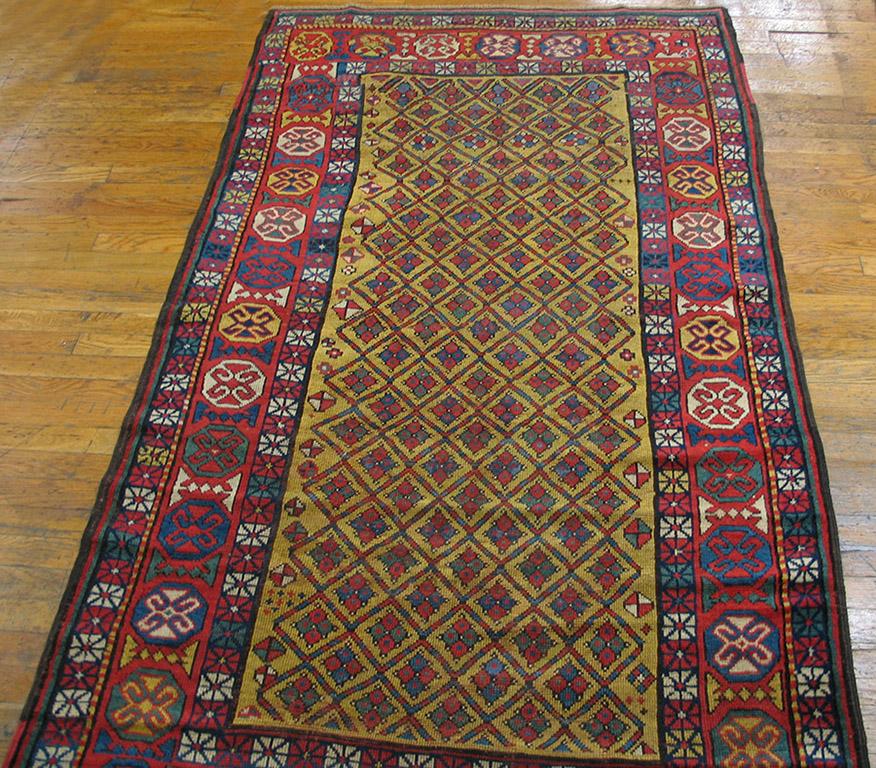Antiker kaukasischer, kasachischer Teppich 4'0