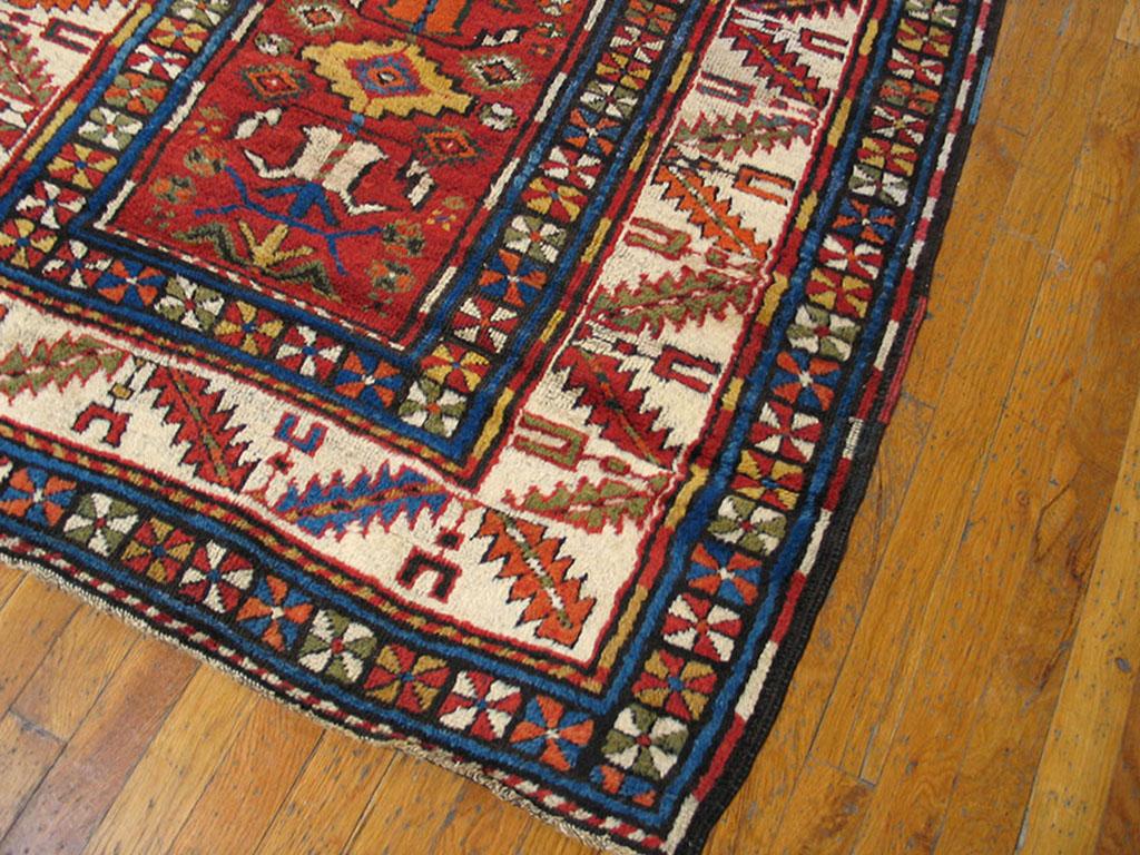 Caucasien Tapis caucasien Kazak du 19ème siècle ( 4' x 9'2