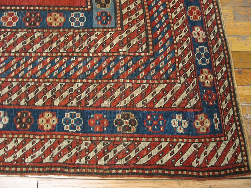 Hand-Knotted 19th Century Caucasian Kazak Carpet ( 4' x 6'10