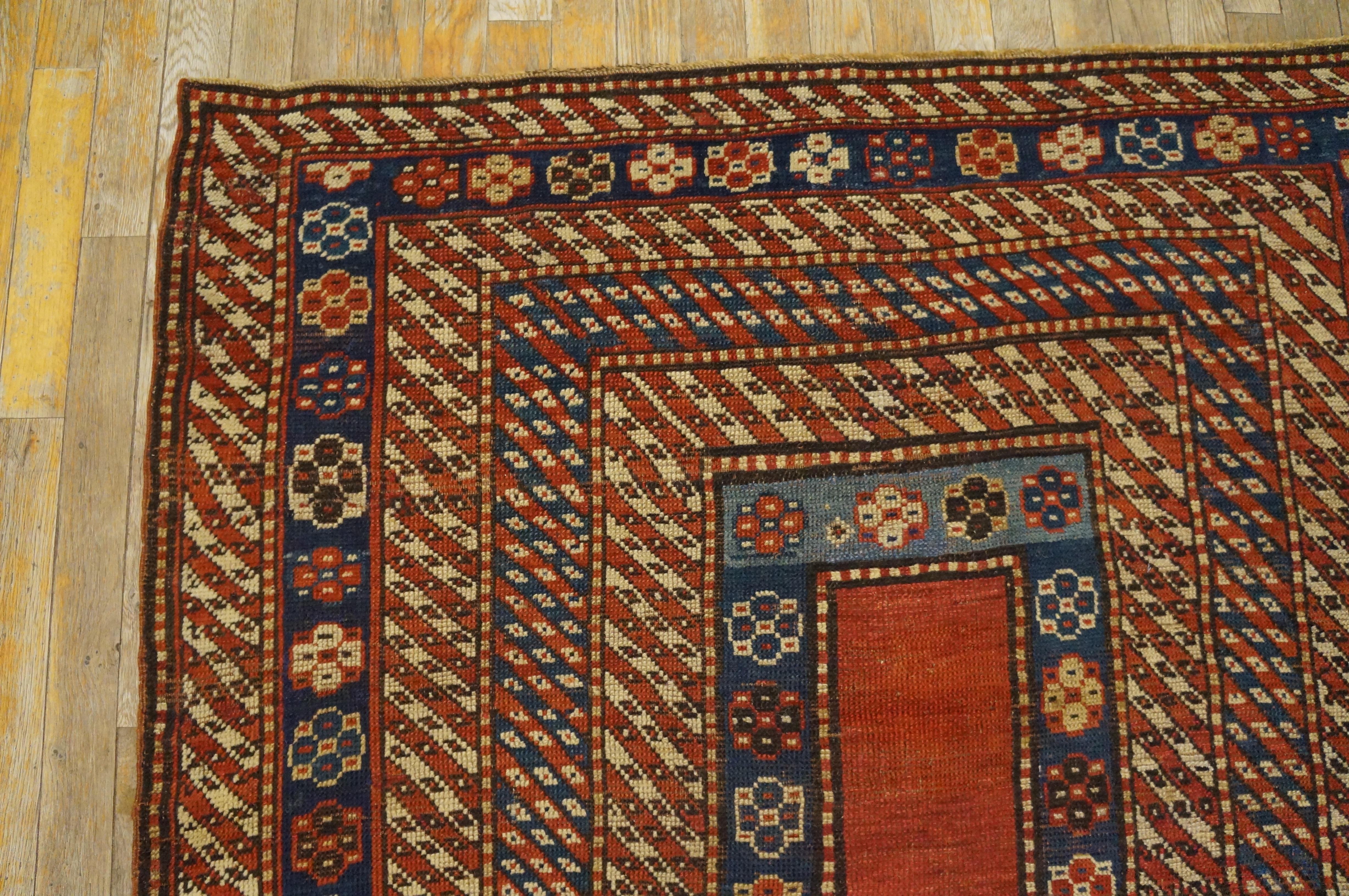 Wool 19th Century Caucasian Kazak Carpet ( 4' x 6'10