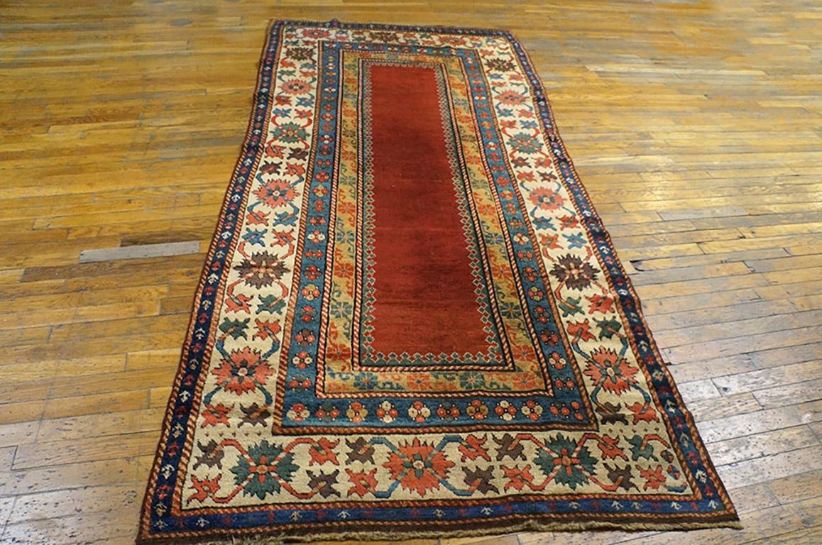 Hand-Knotted Mid 19th Century Caucasian Kazak Carpet ( 4' x 8'8