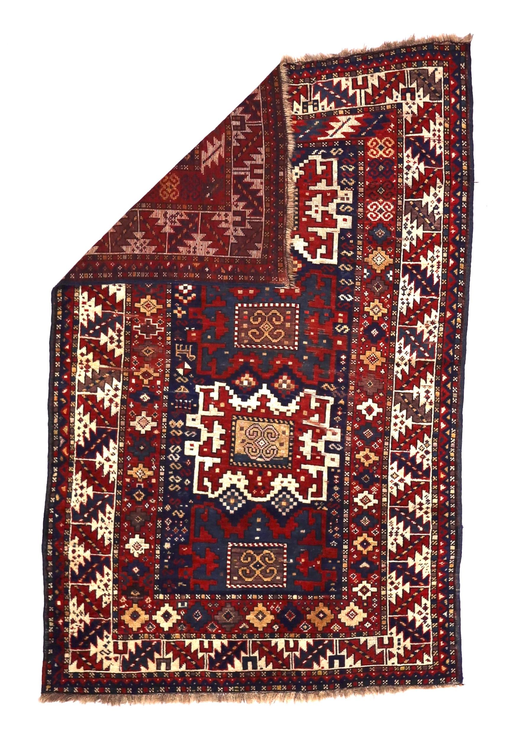 Alfombra Kazak Caucásica Antigua 4'1